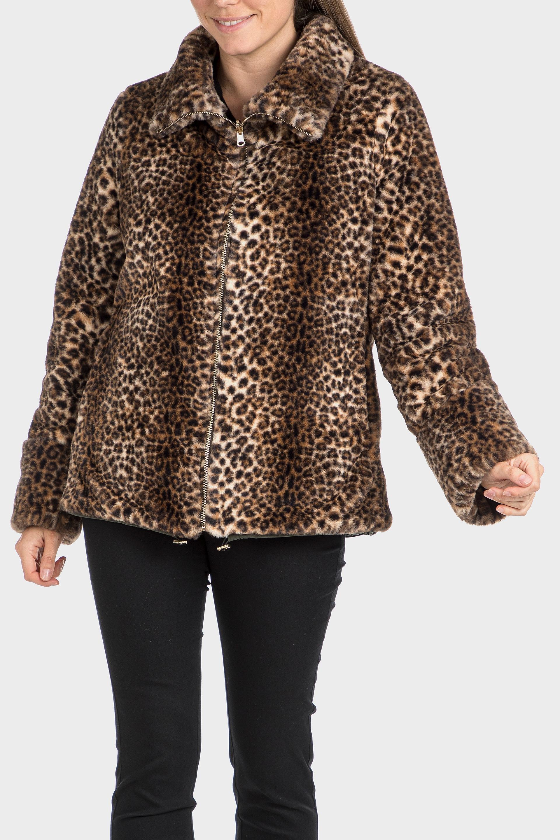 Green Reversible Fur And Animal Printed Jacket, , large image number 5