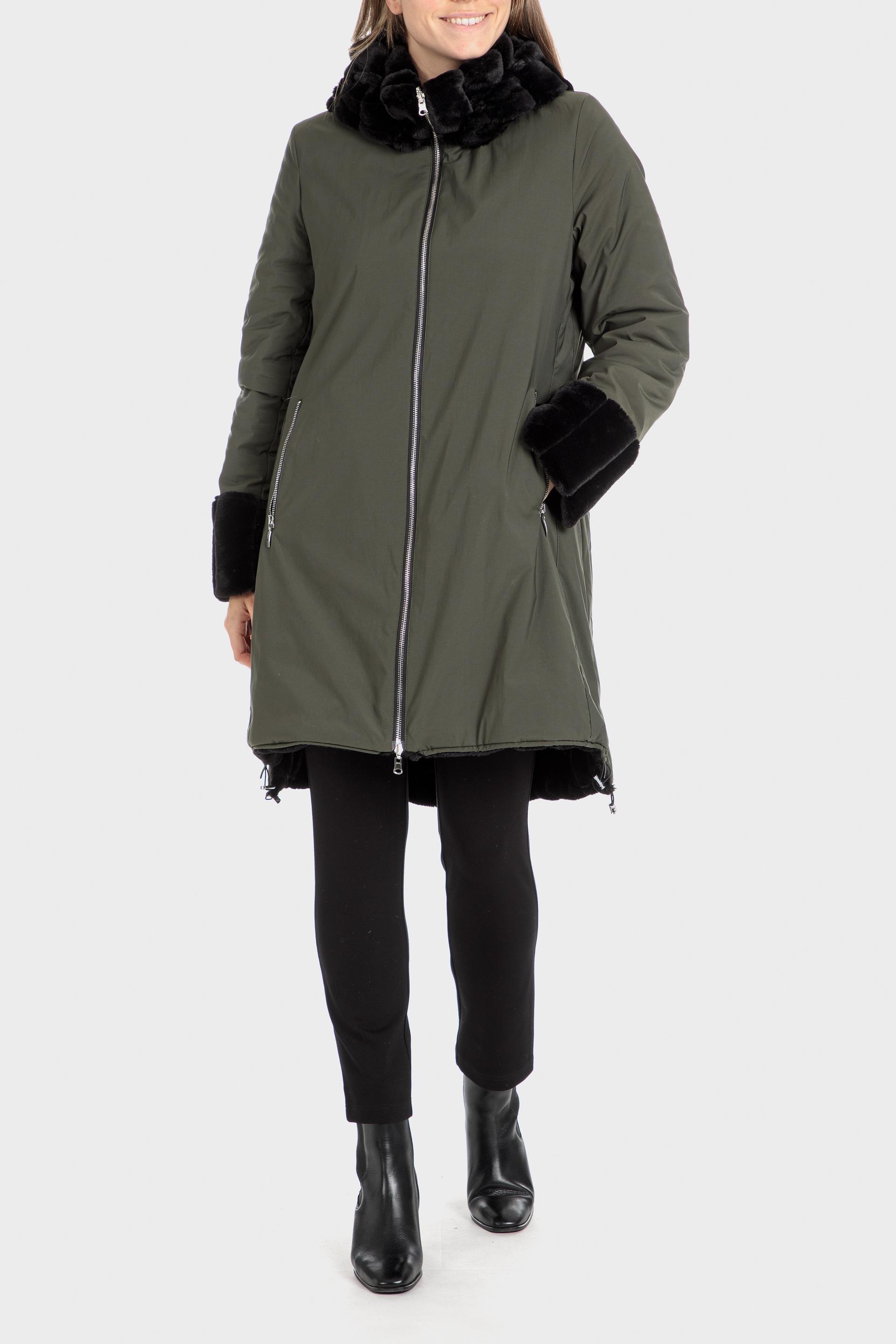 Green Reversible Fur And Plain Jacket, , large image number 3