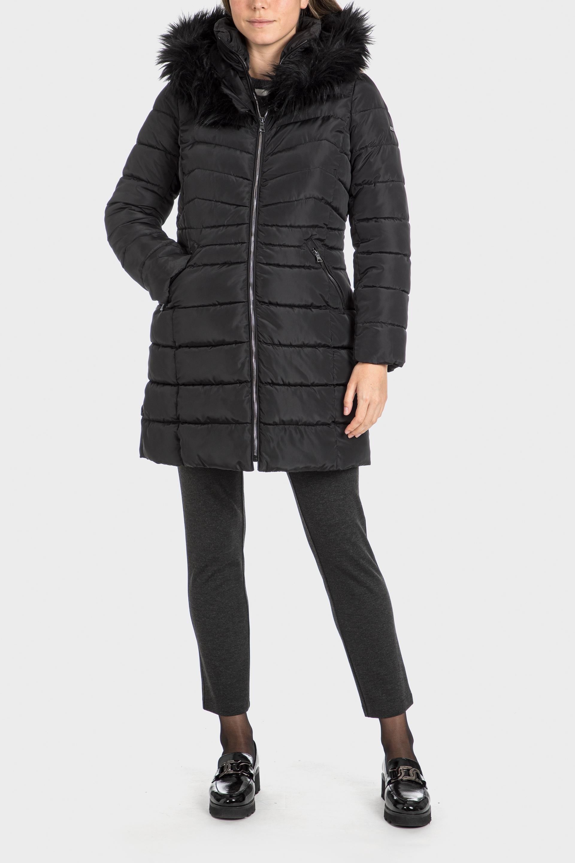 Black Parka With Fur Hood, , large image number 1