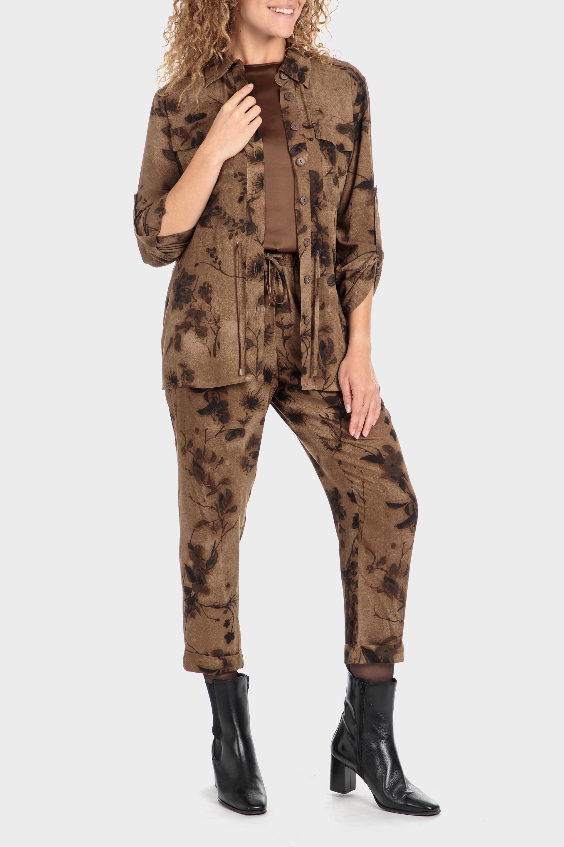 Brown Printed Casual Overshirt, Green Safari, large image number 1