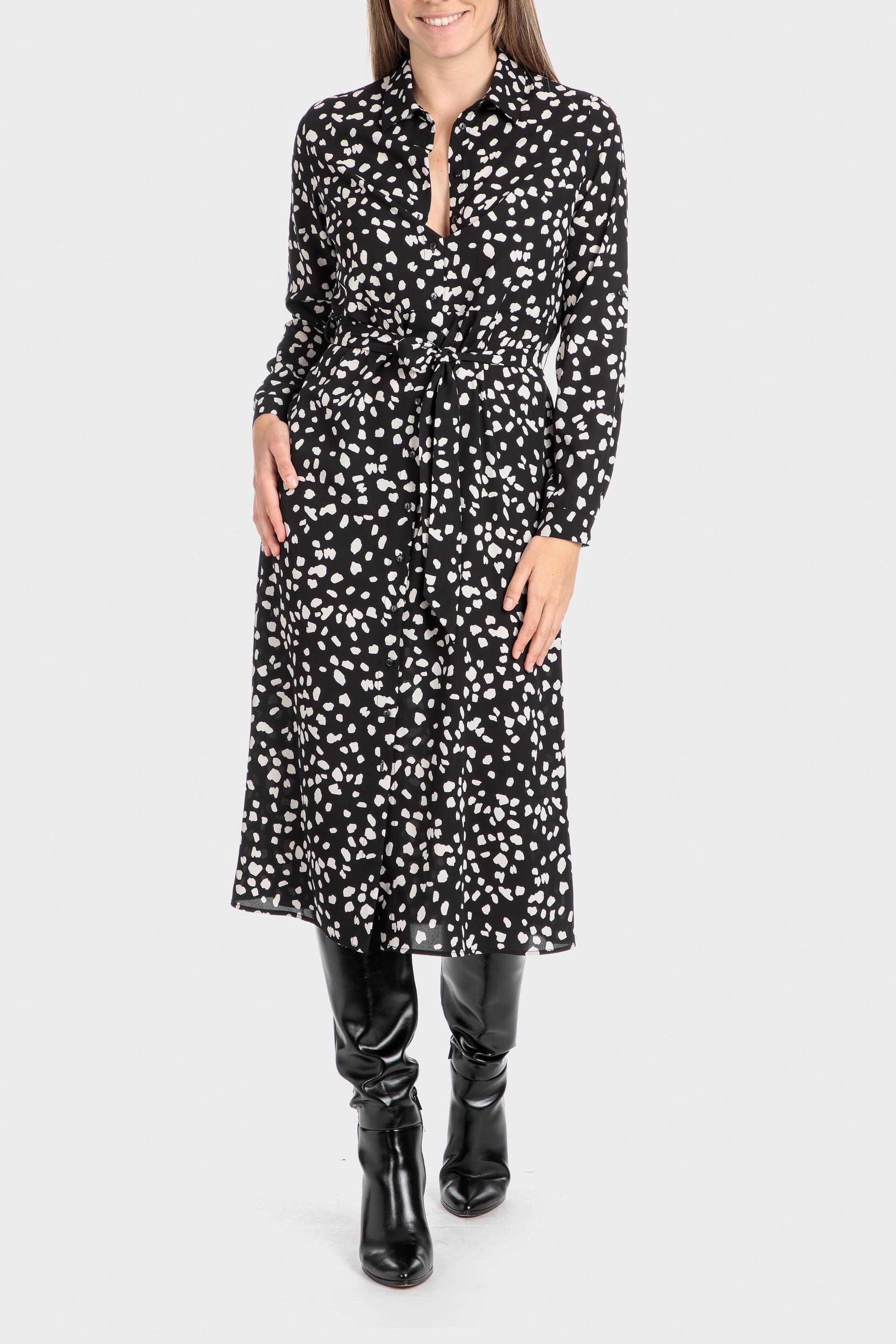 Black Animal Printed Shirt Dress, , large image number 0