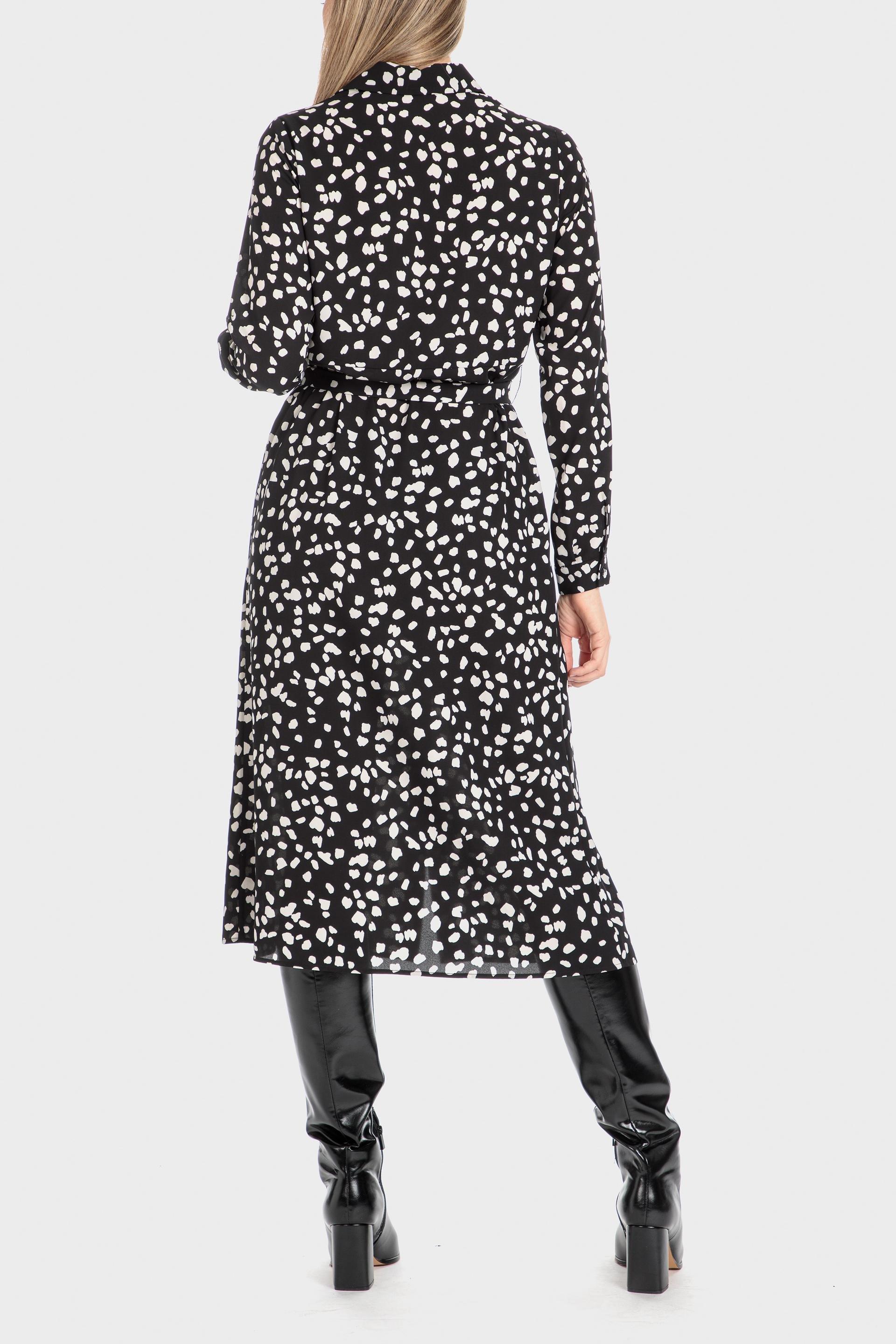 Black Animal Printed Shirt Dress, , large image number 3