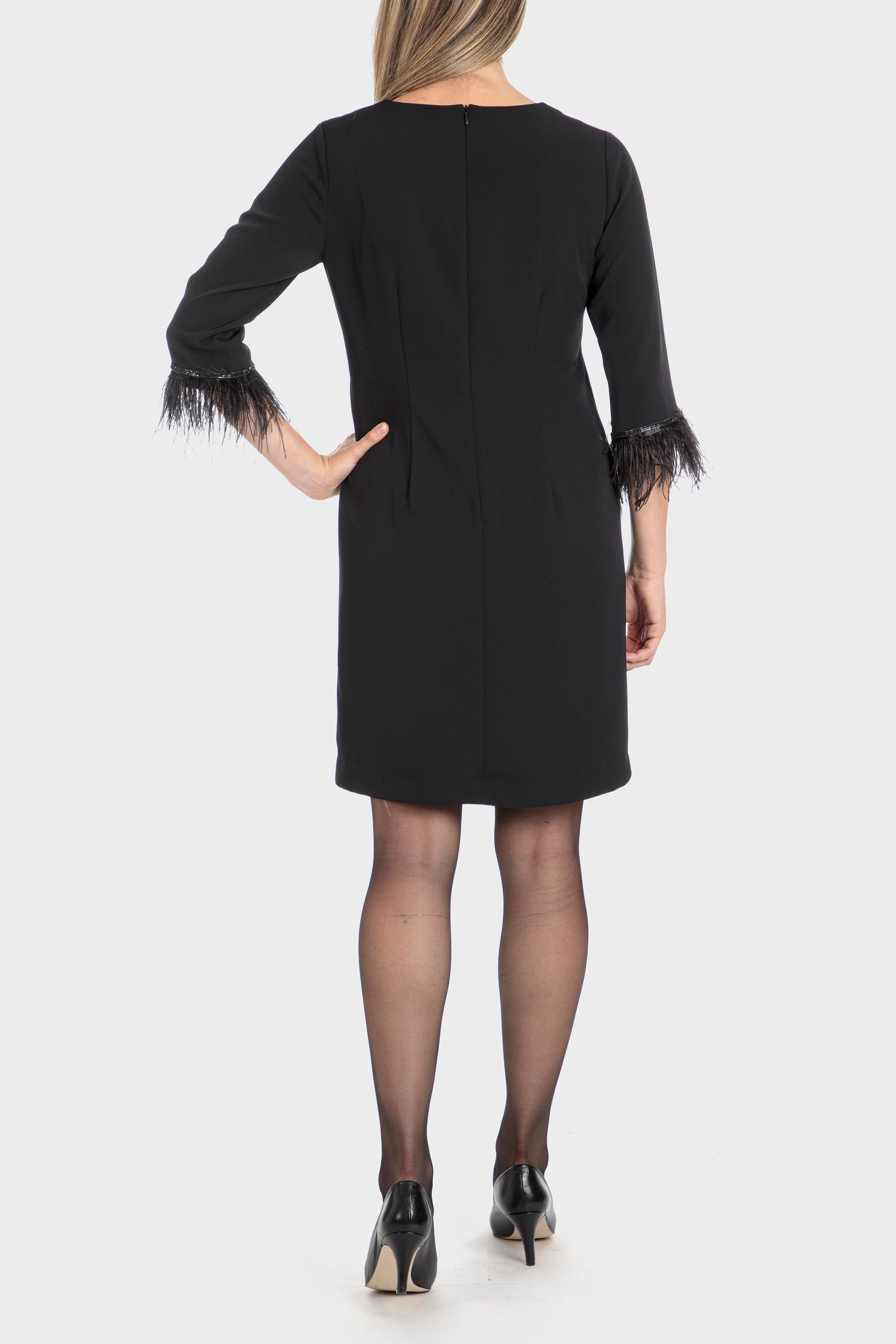 Black Mini Dress With Feather Details, , large image number 2