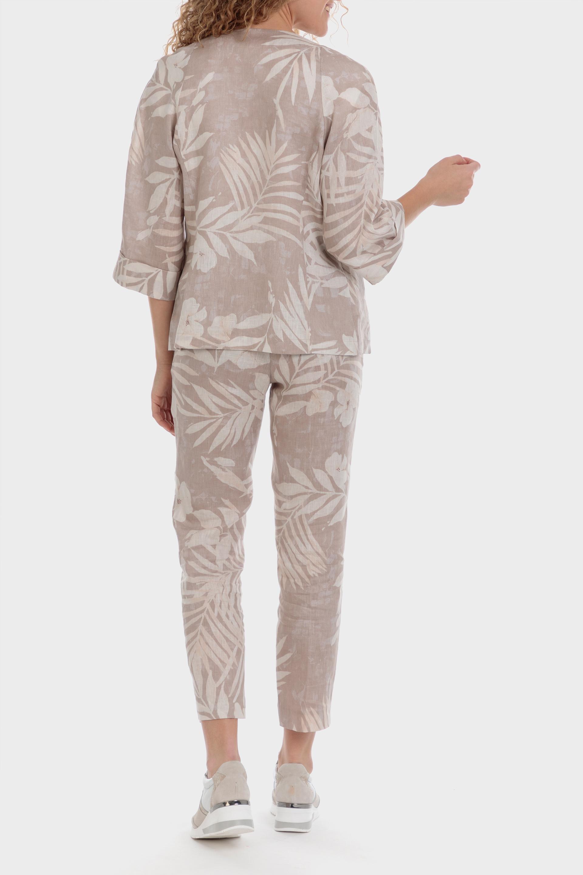 Beige Floral Linen Blazer, , large image number 3