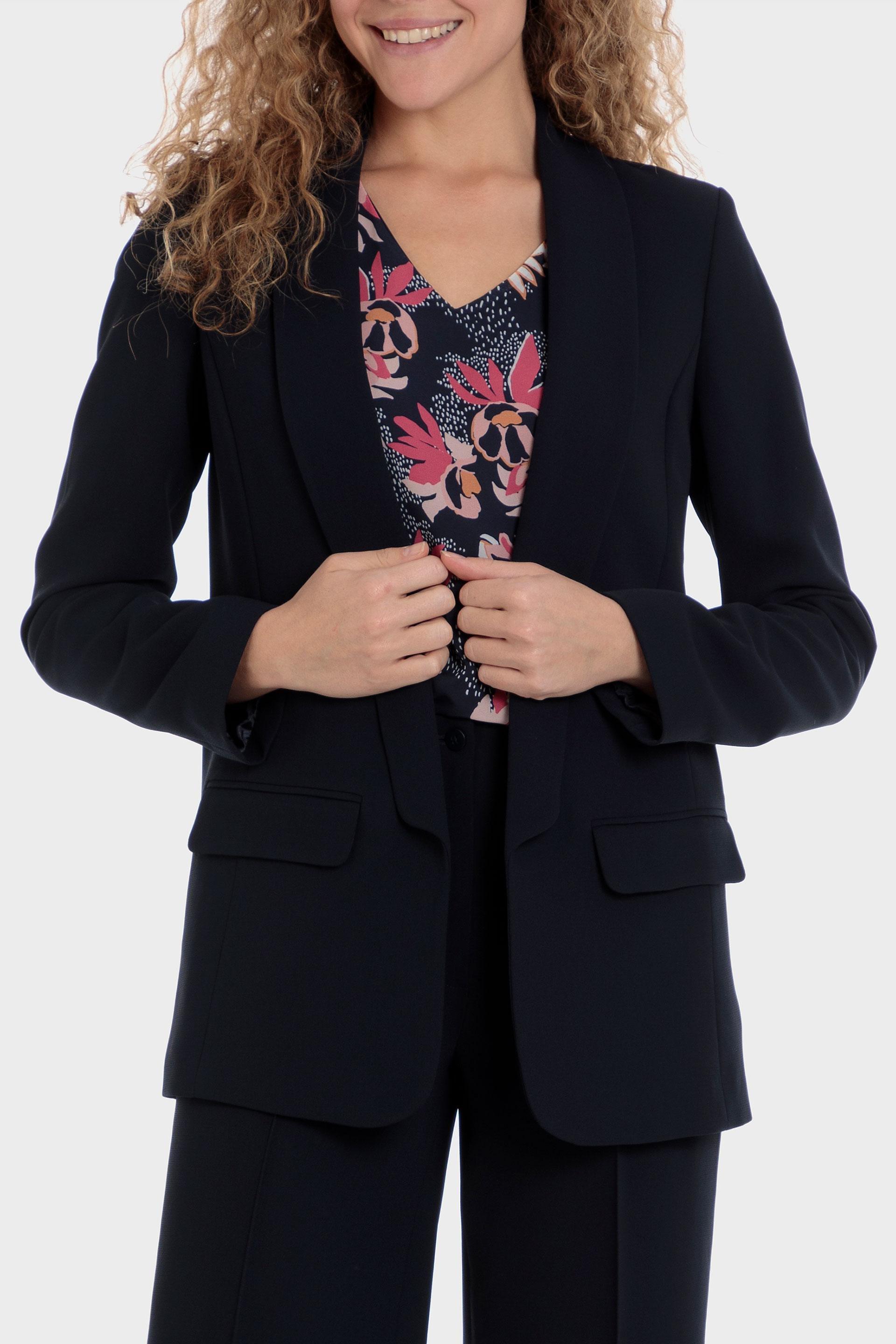 Navy Crepe Blazer, , large image number 0