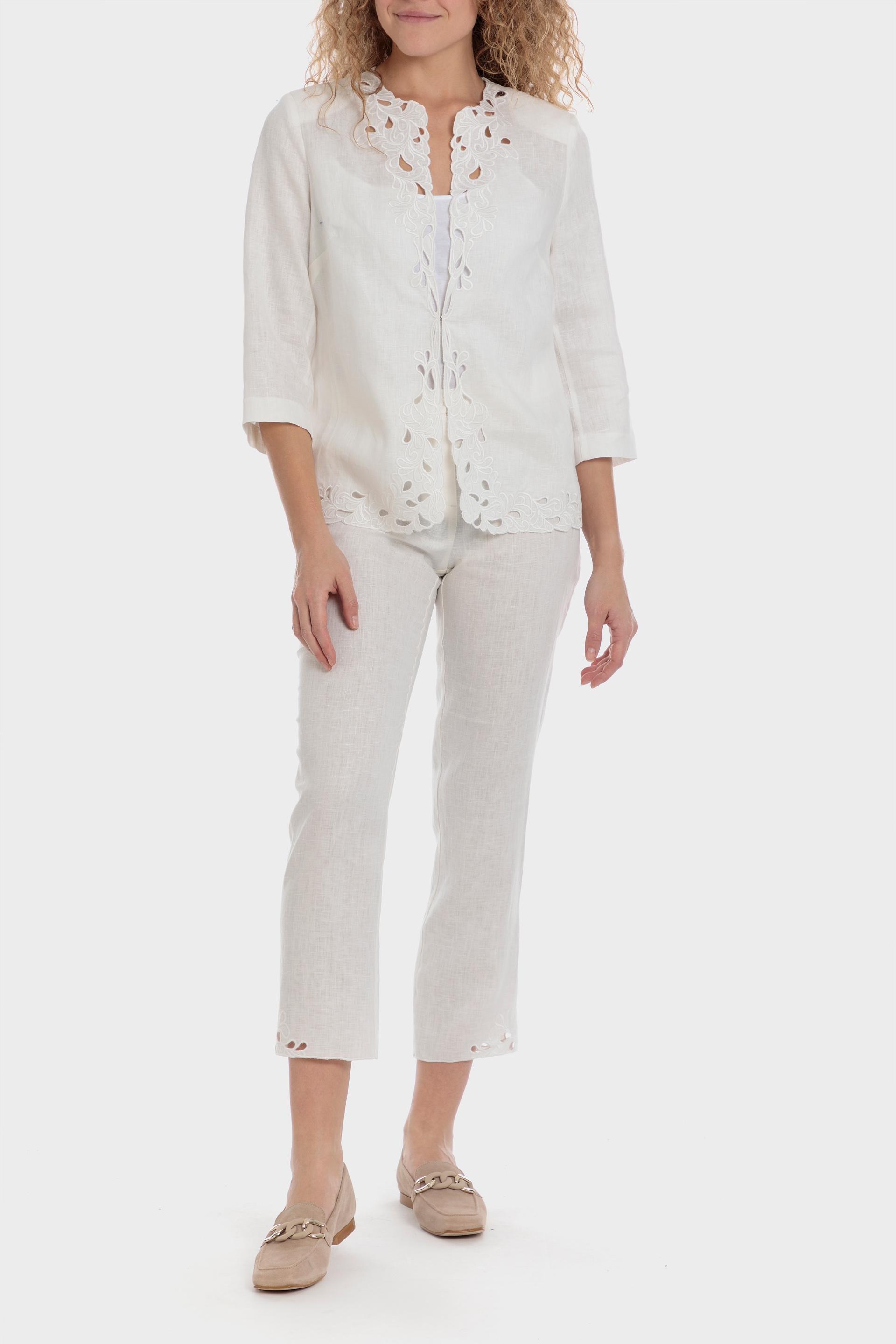Red Embroidered Linen Jacket, , large image number 0