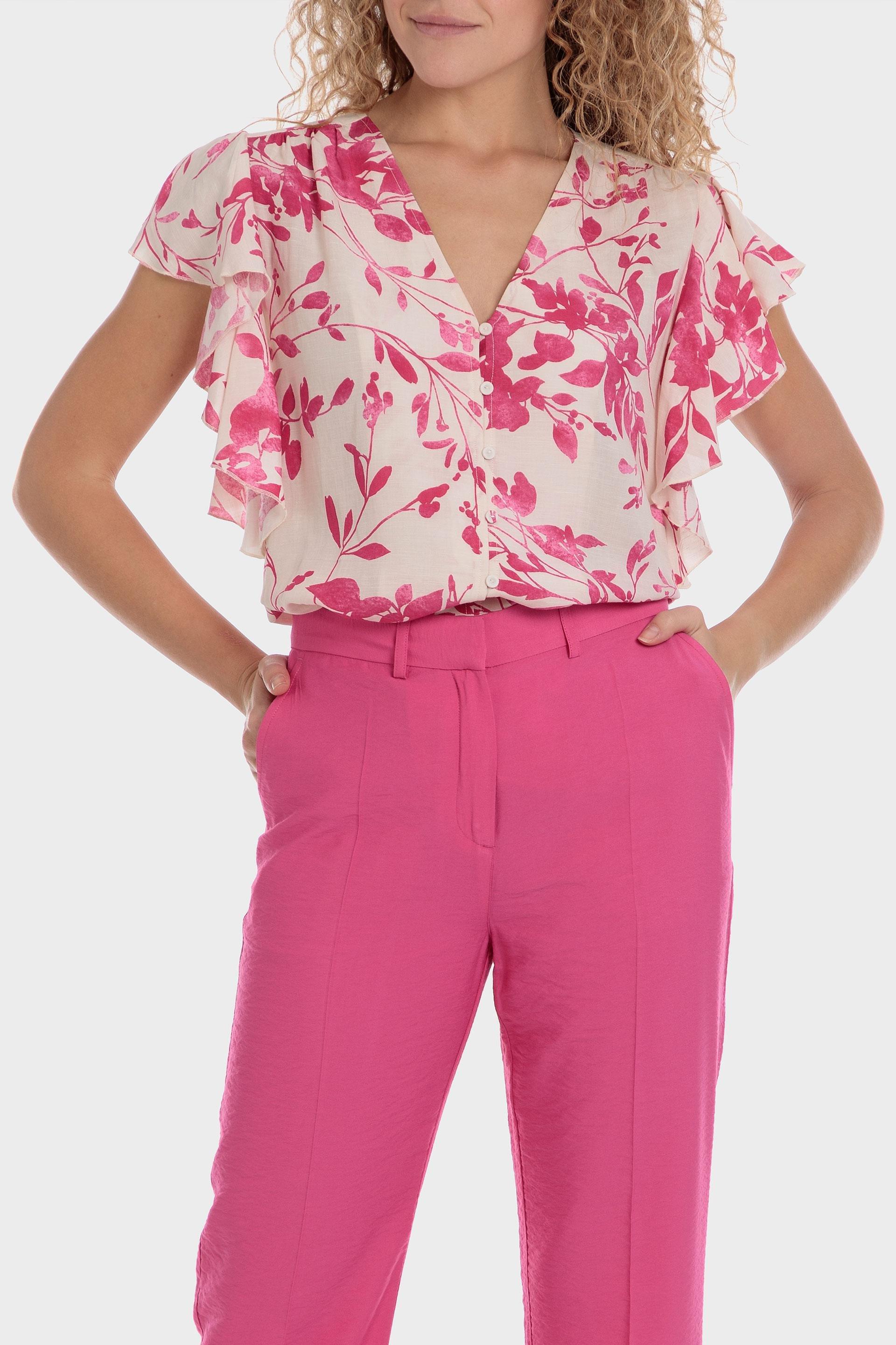 Punt Roma - Pink Printed Linen Shirt