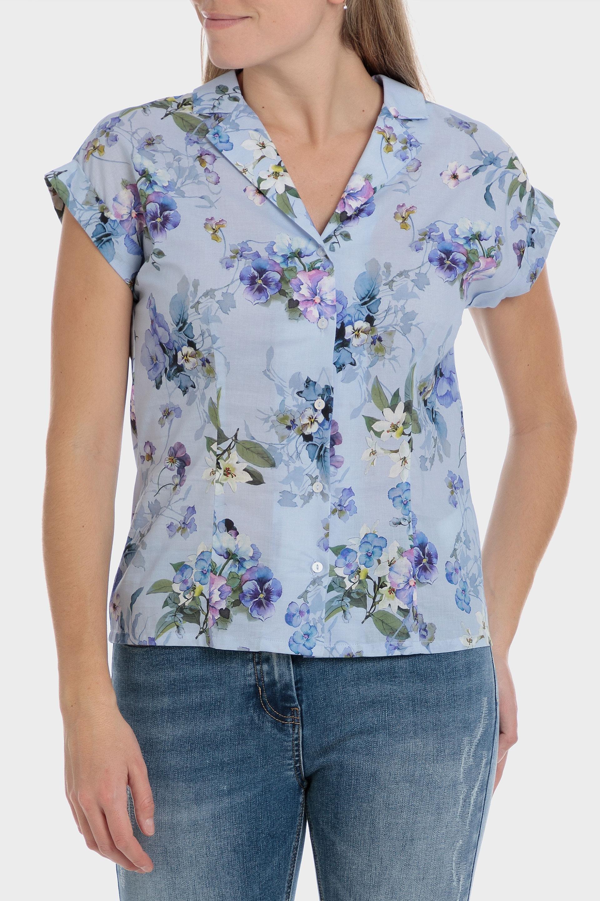 Blue Floral Print Shirt, , large image number 1