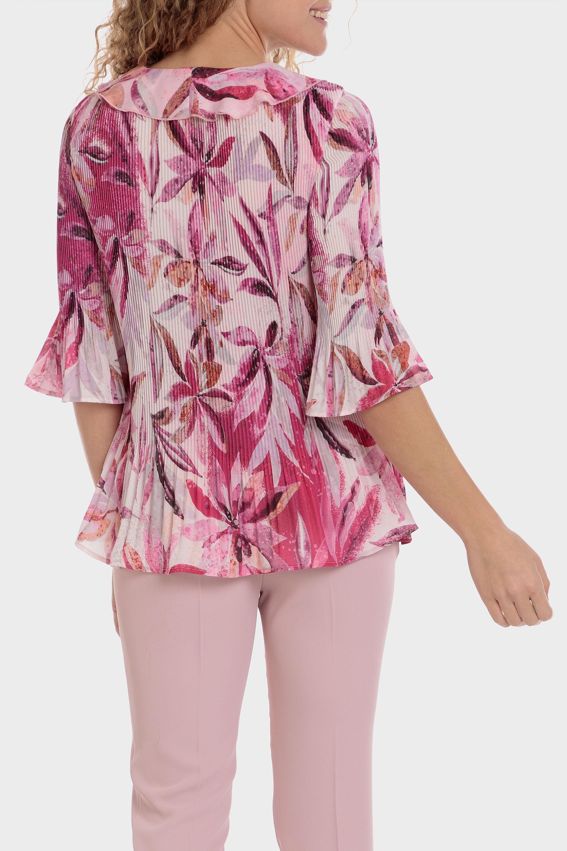 Punt Roma - Pink Floral Pleated Blouse