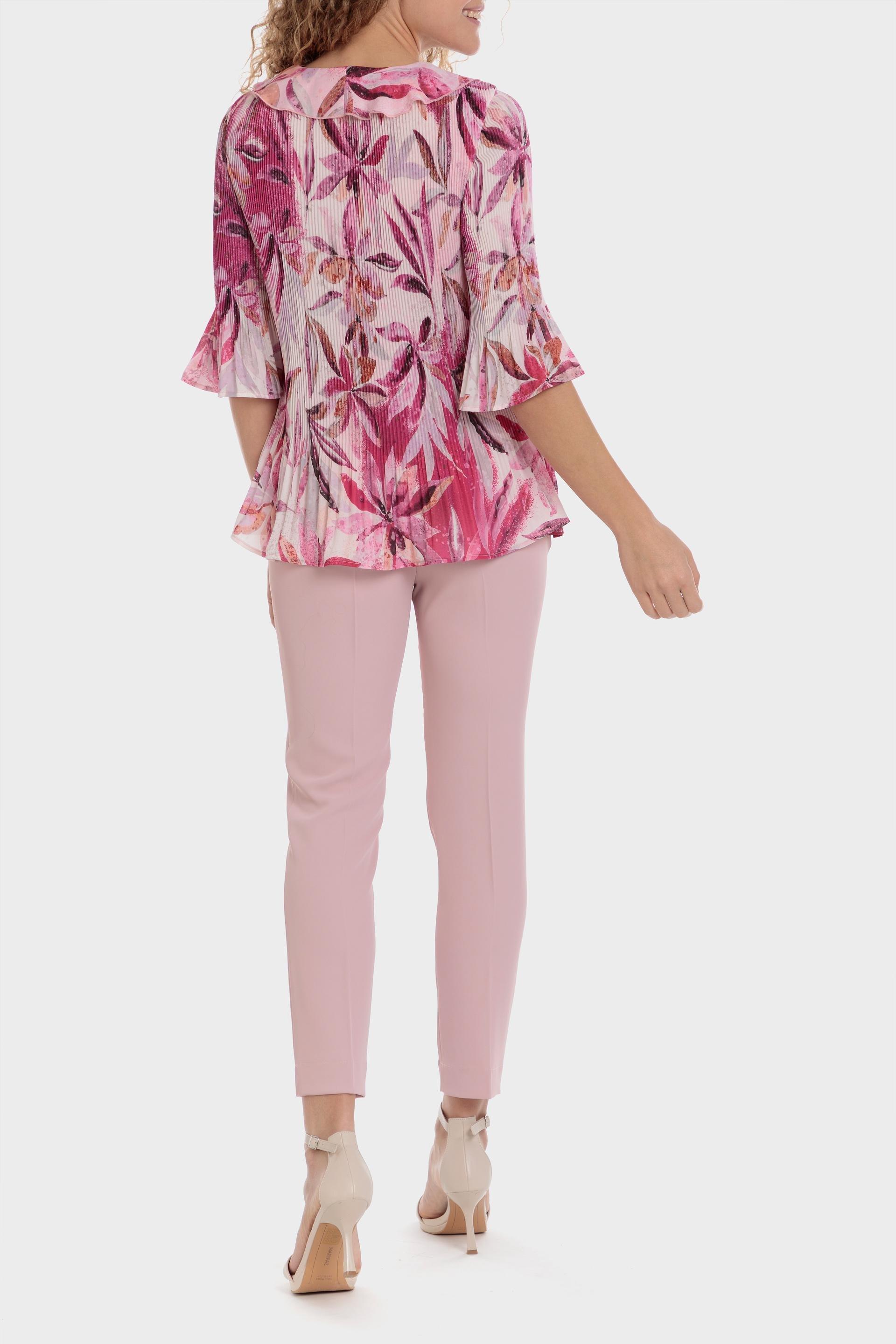 Punt Roma - Pink Floral Pleated Blouse