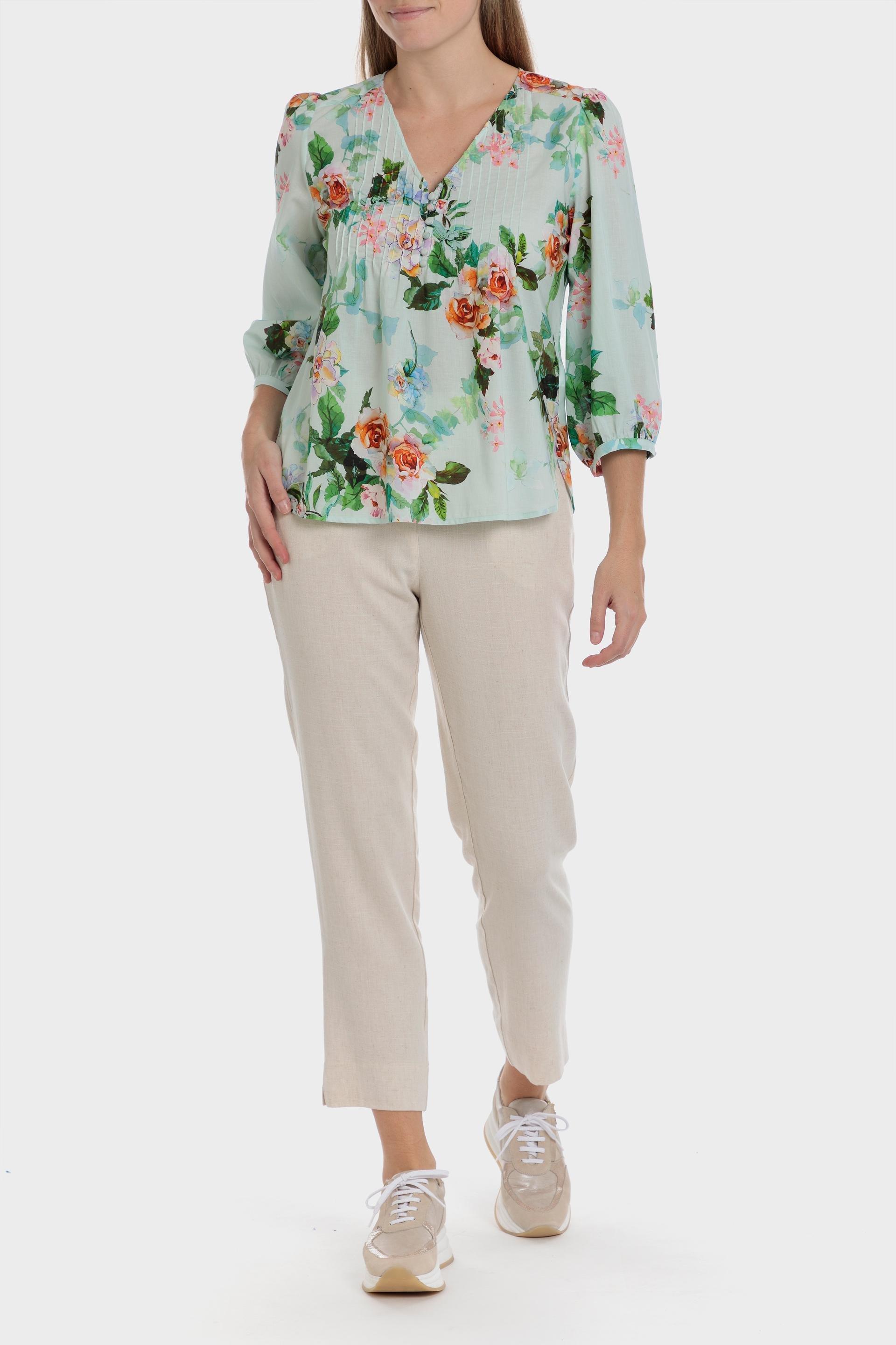 Punt Roma - Green Floral Print Blouse