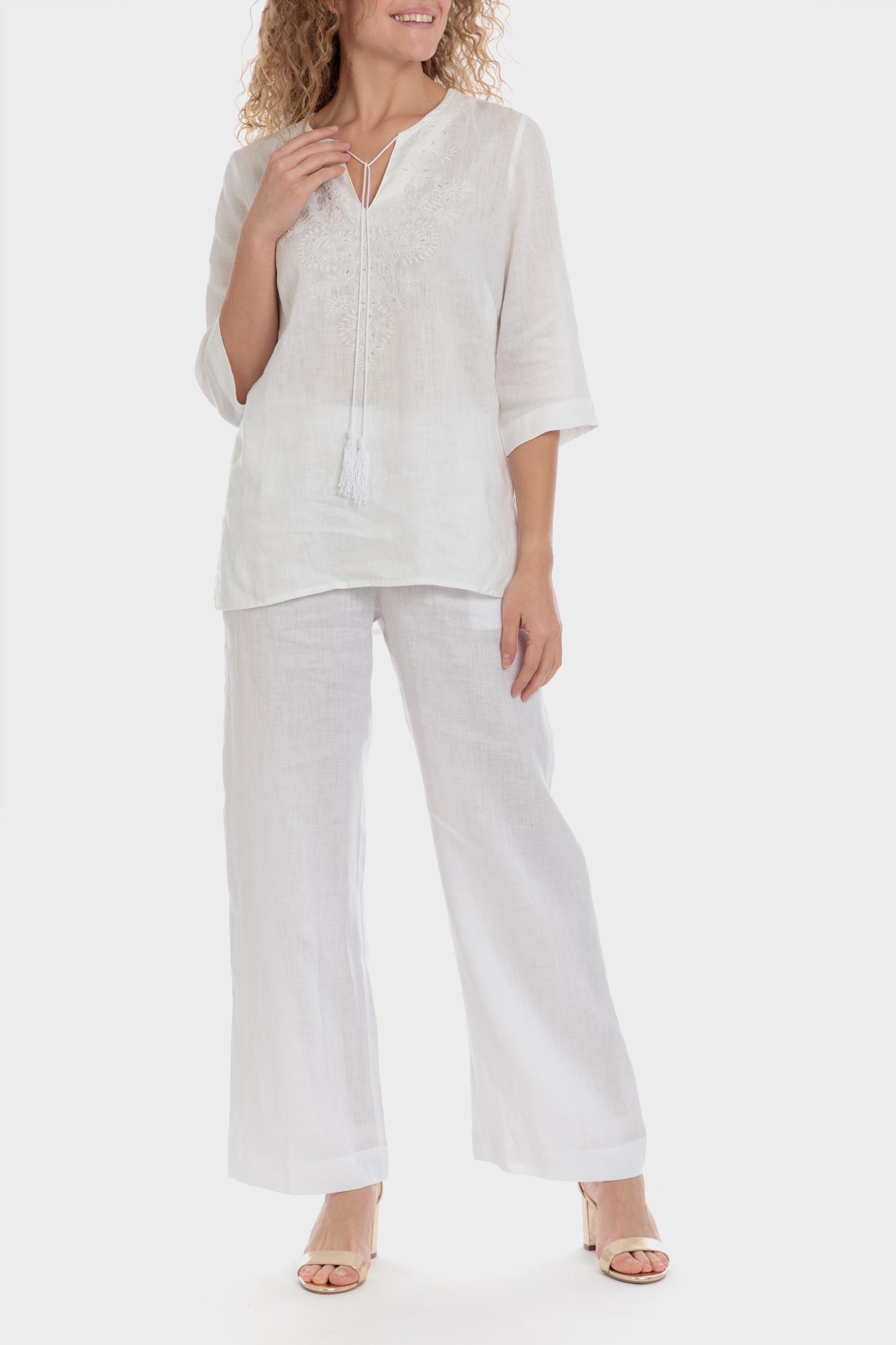 Punt Roma - White Embroidered Blouse
