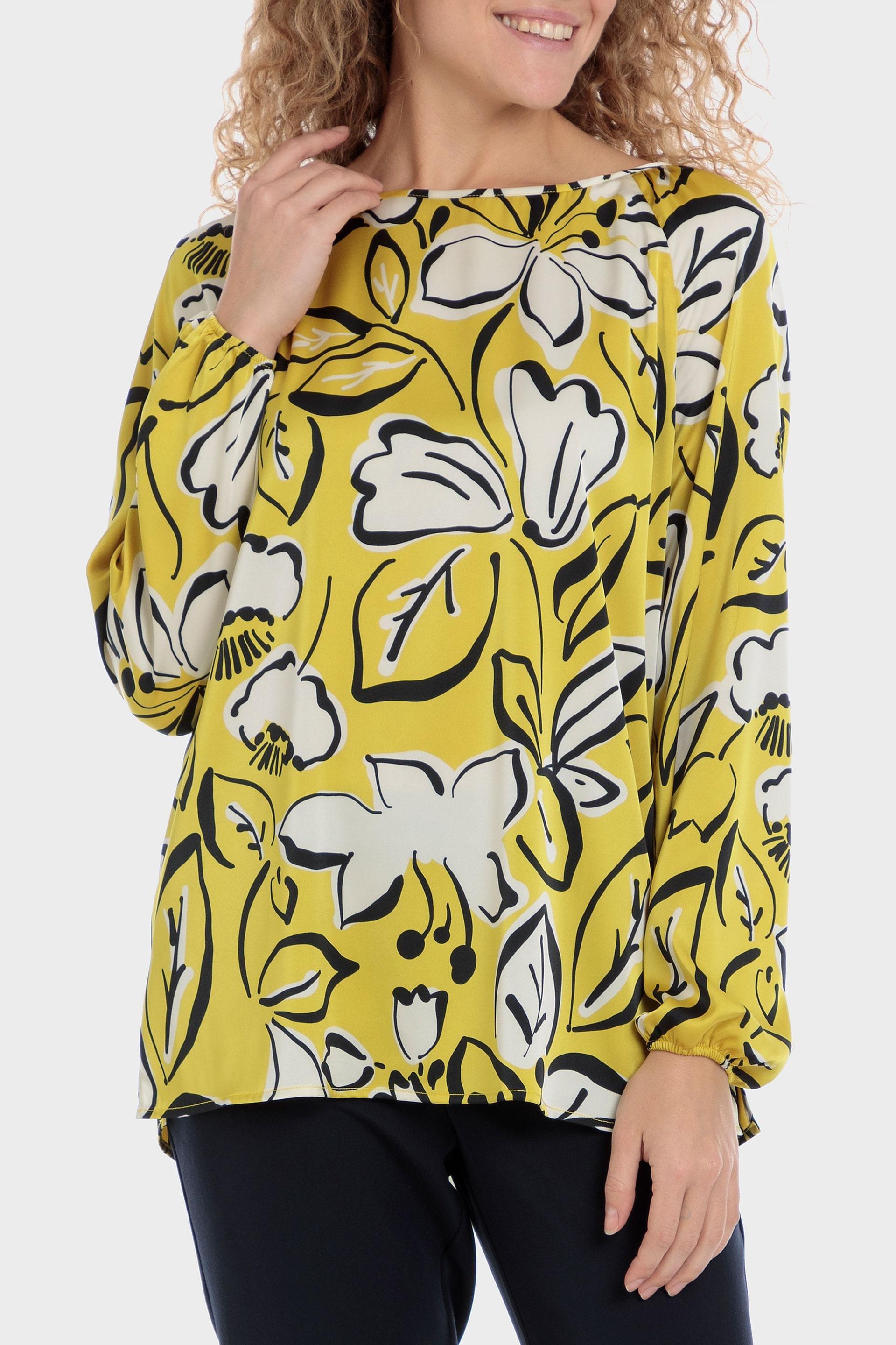 Yellow Printed Blouse, Yellow Lemon, large