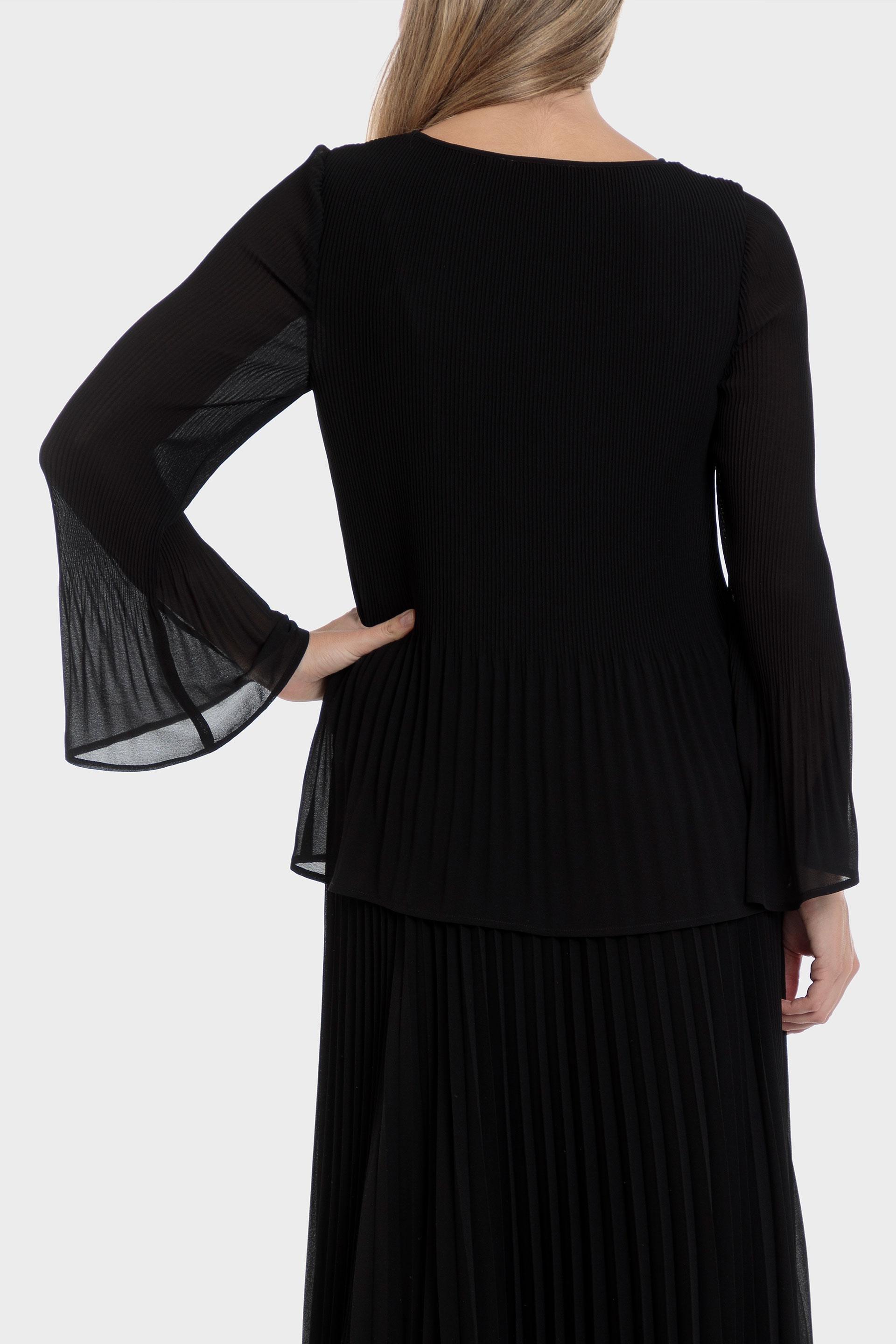 Punt Roma - Black Pleated Loose Fitting Blouse