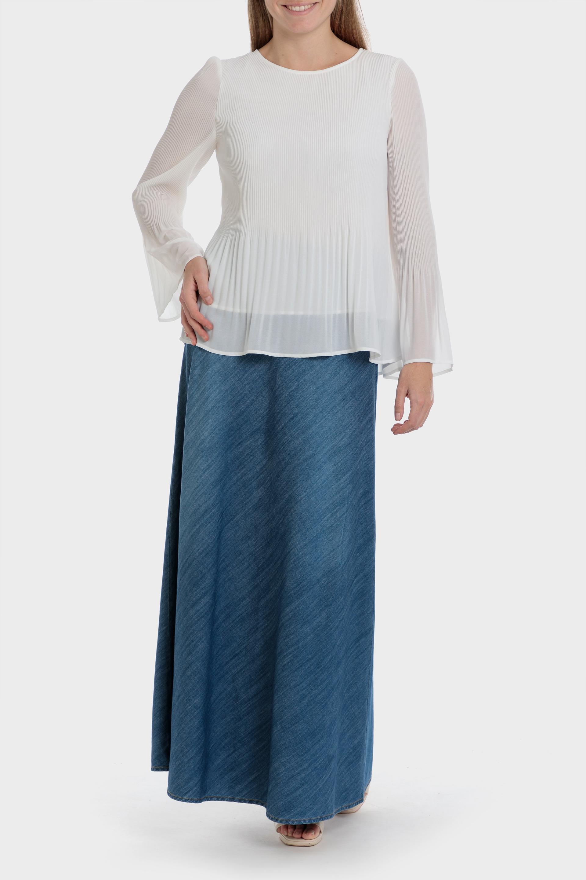 Punt Roma - White Pleated Loose Fitting Blouse