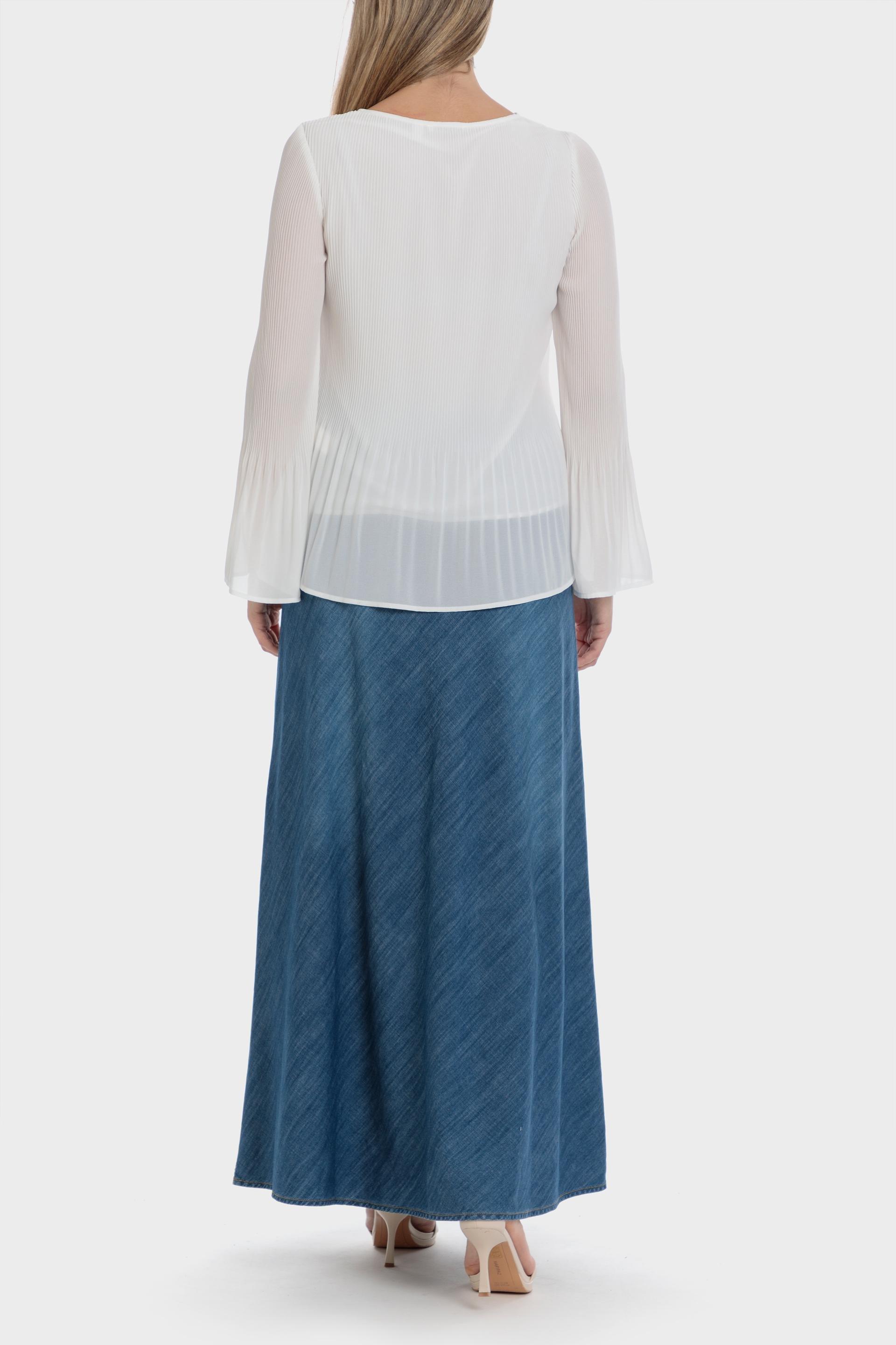 Punt Roma - White Pleated Loose Fitting Blouse