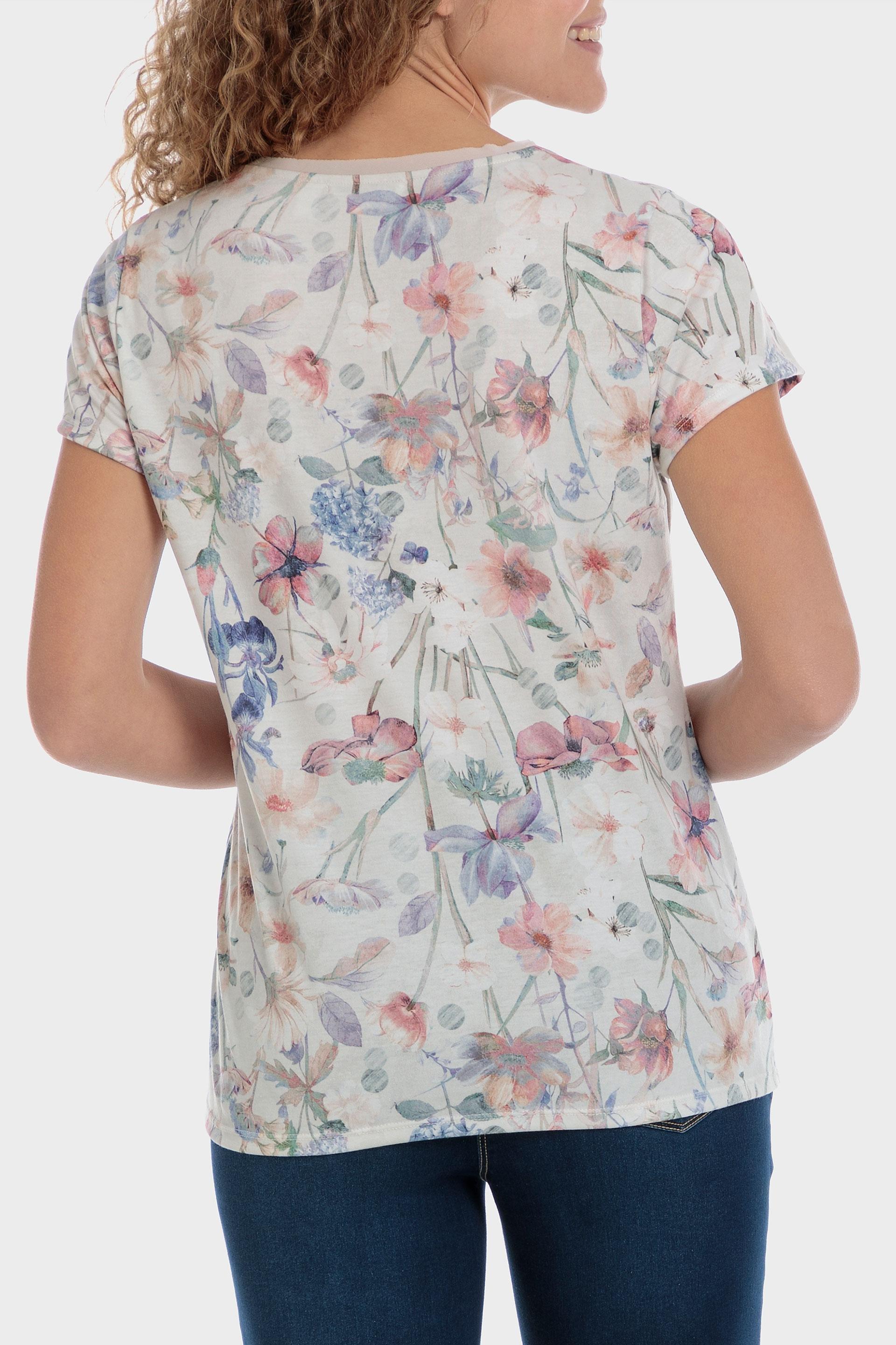 White Floral Print T-Shirt, , large image number 3