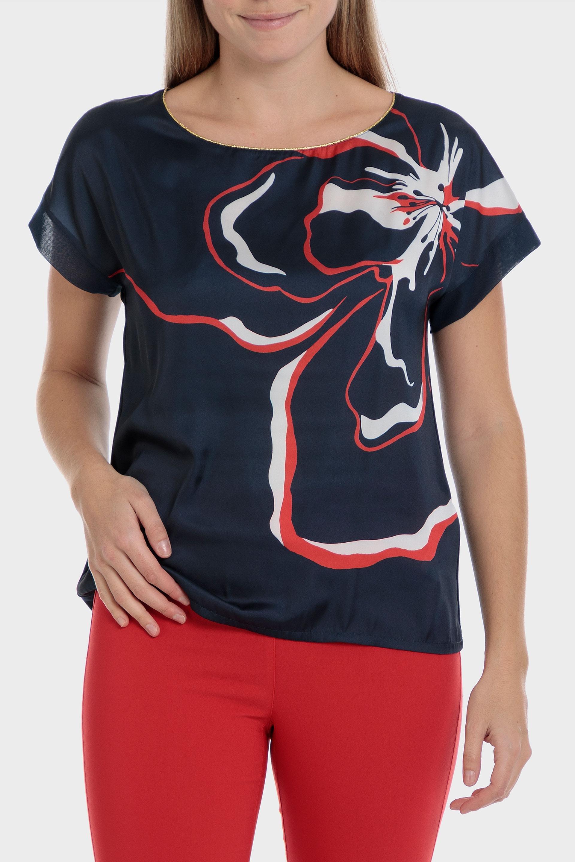 Navy Abstract Print T-Shirt, , large image number 0