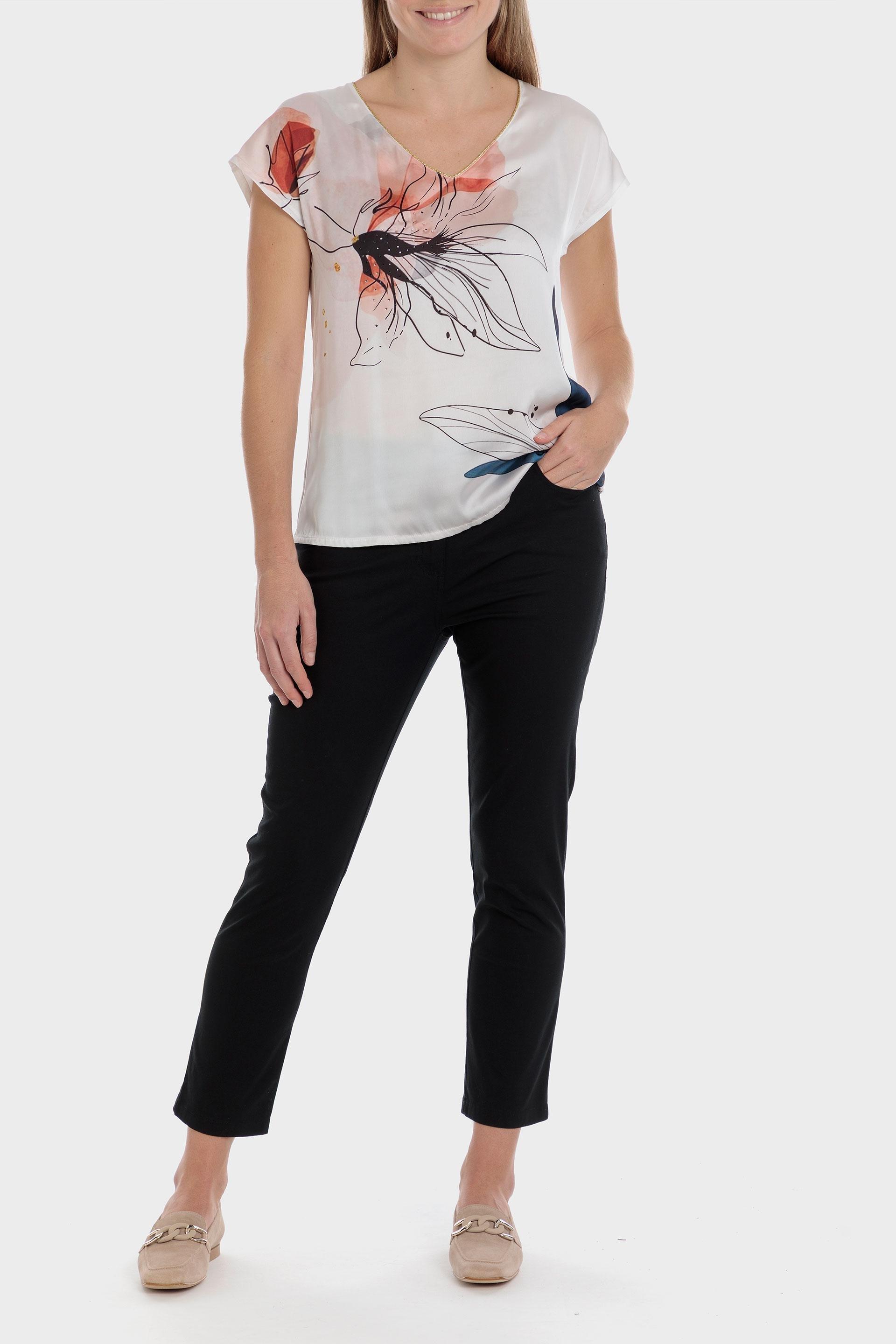 Punt Roma - White Rhinestone Printed T-Shirt