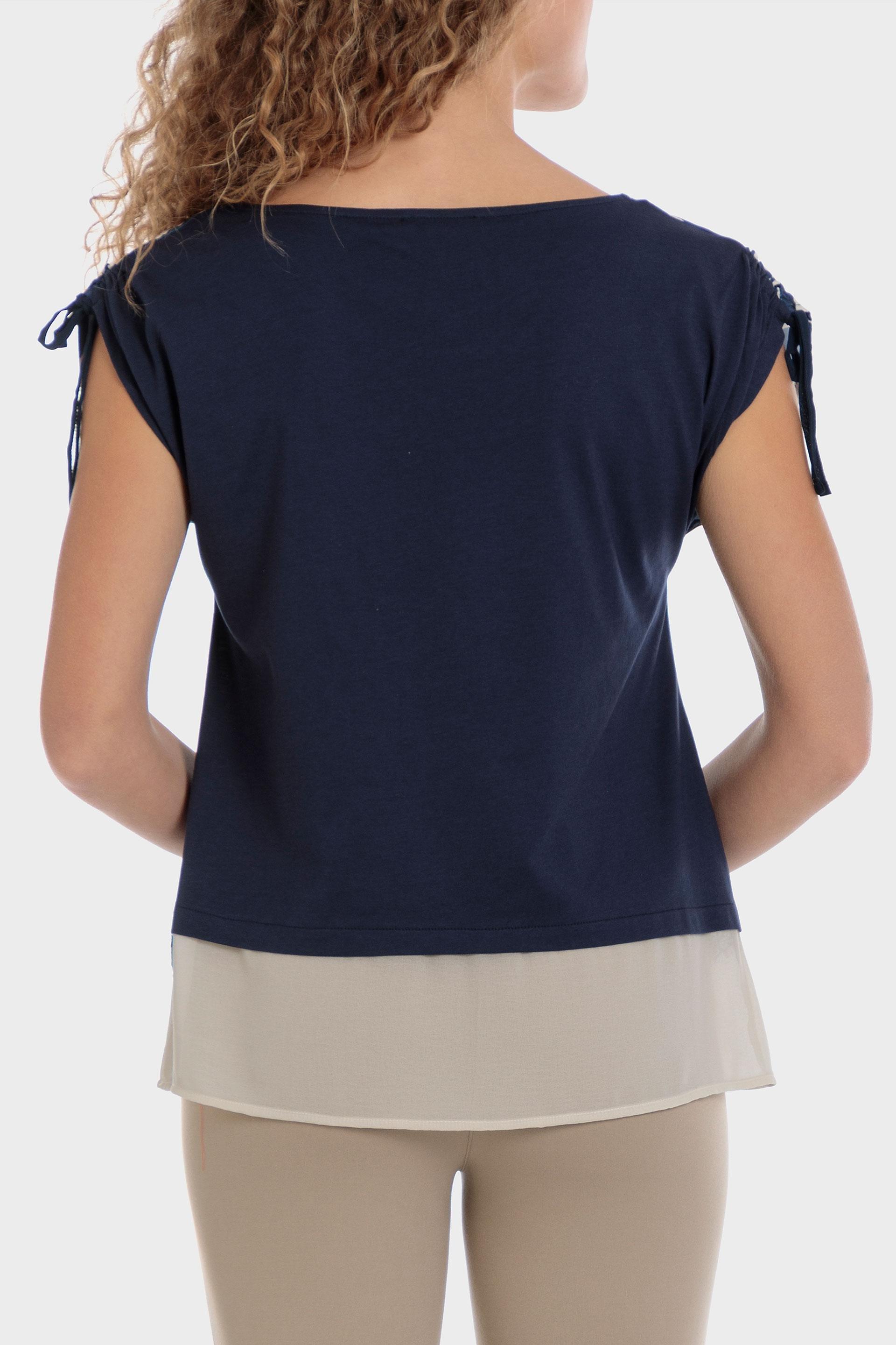 Punt Roma - Navy Lace Printed T-Shirt