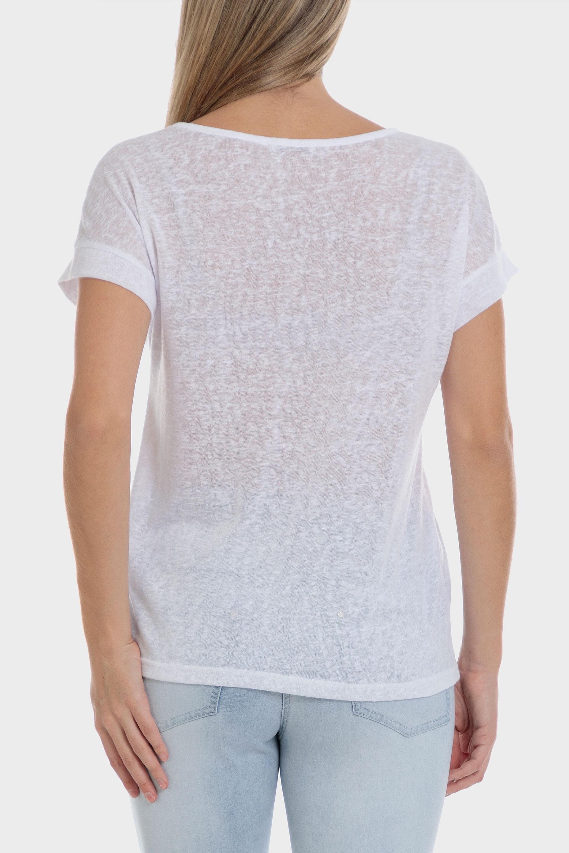 Punt Roma - White Printed T-Shirt With Gemstones