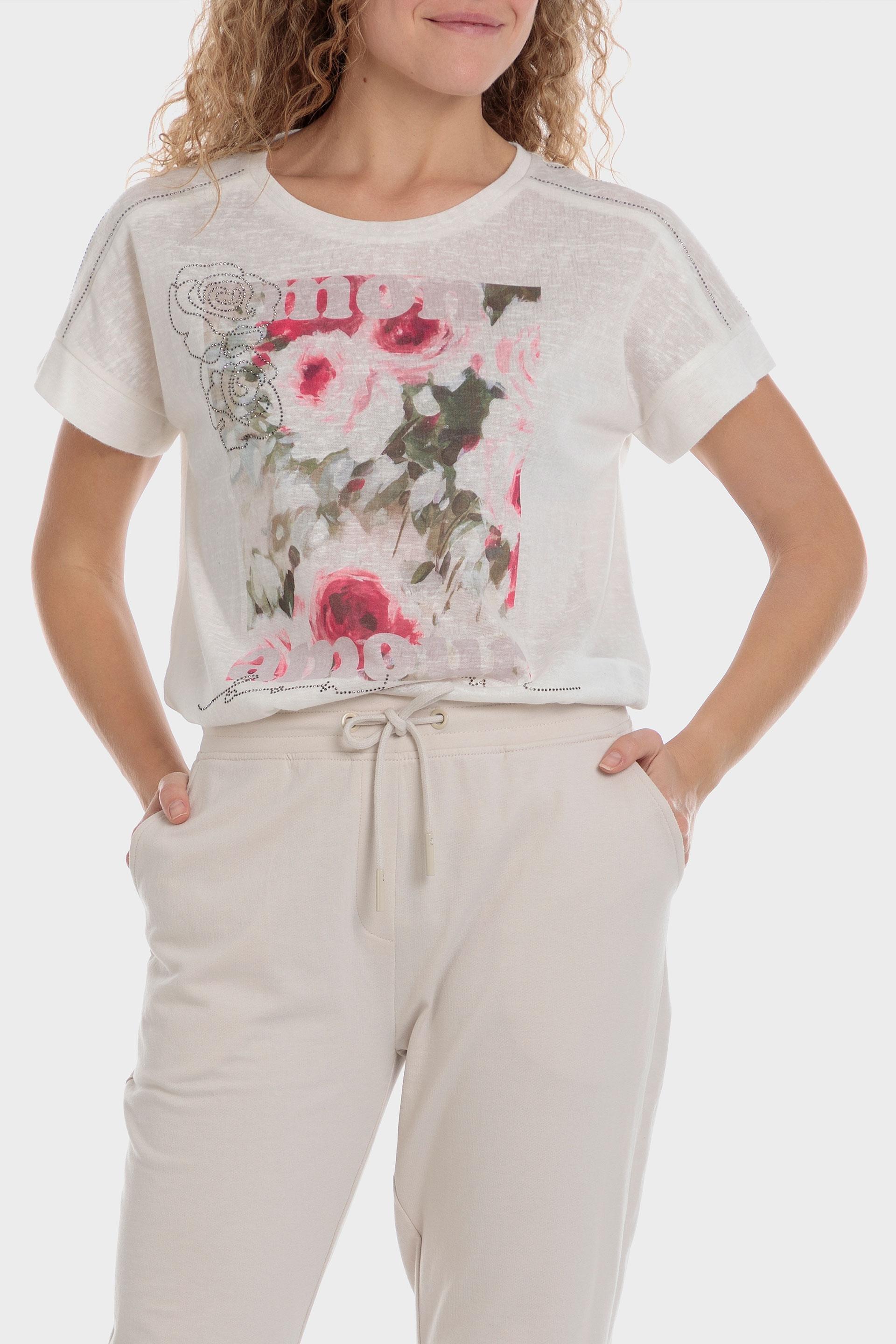 Punt Roma - White Floral Print T-Shirt