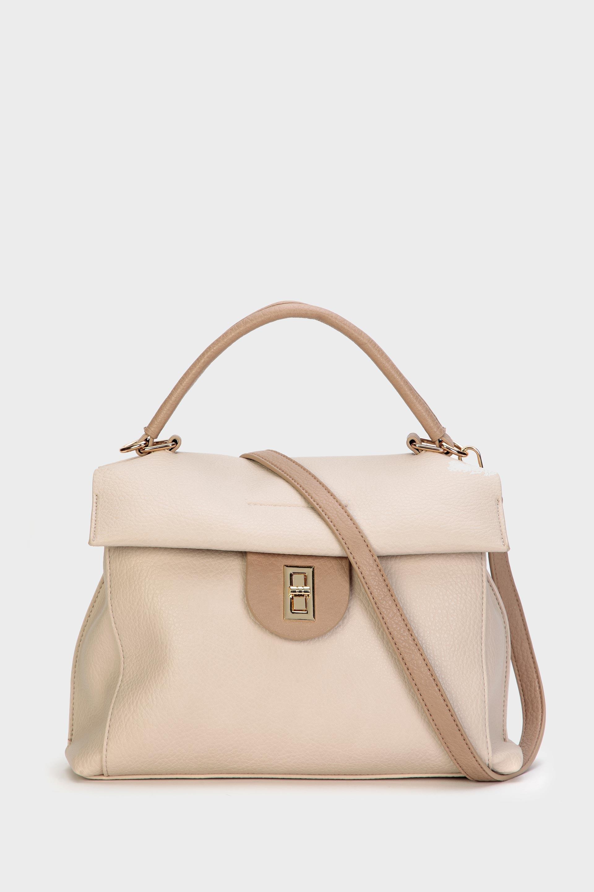 Beige Two Tone Bag, Beige Sand, large image number 0