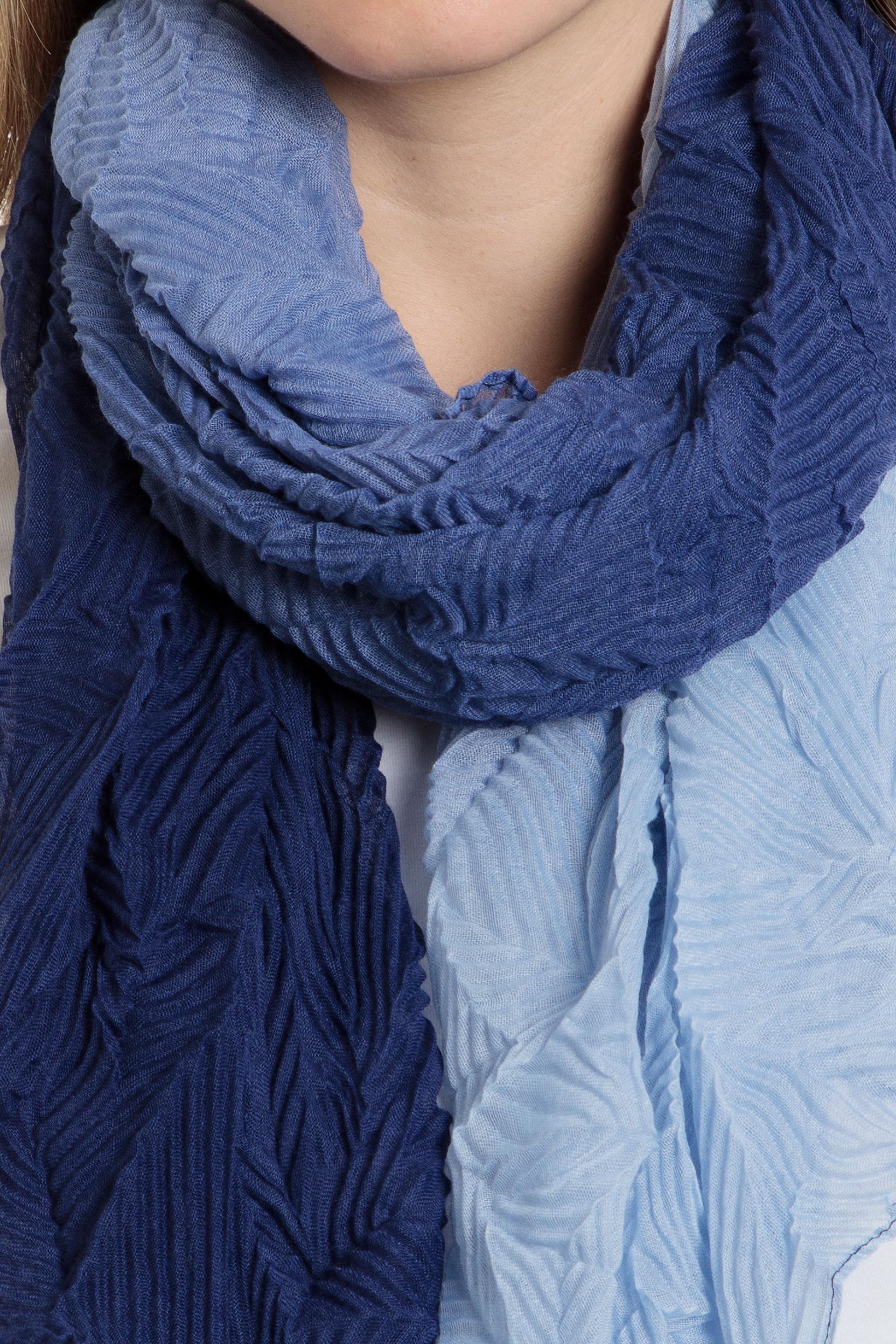 Blue Pleated Ombre Pashmina, , large image number 1