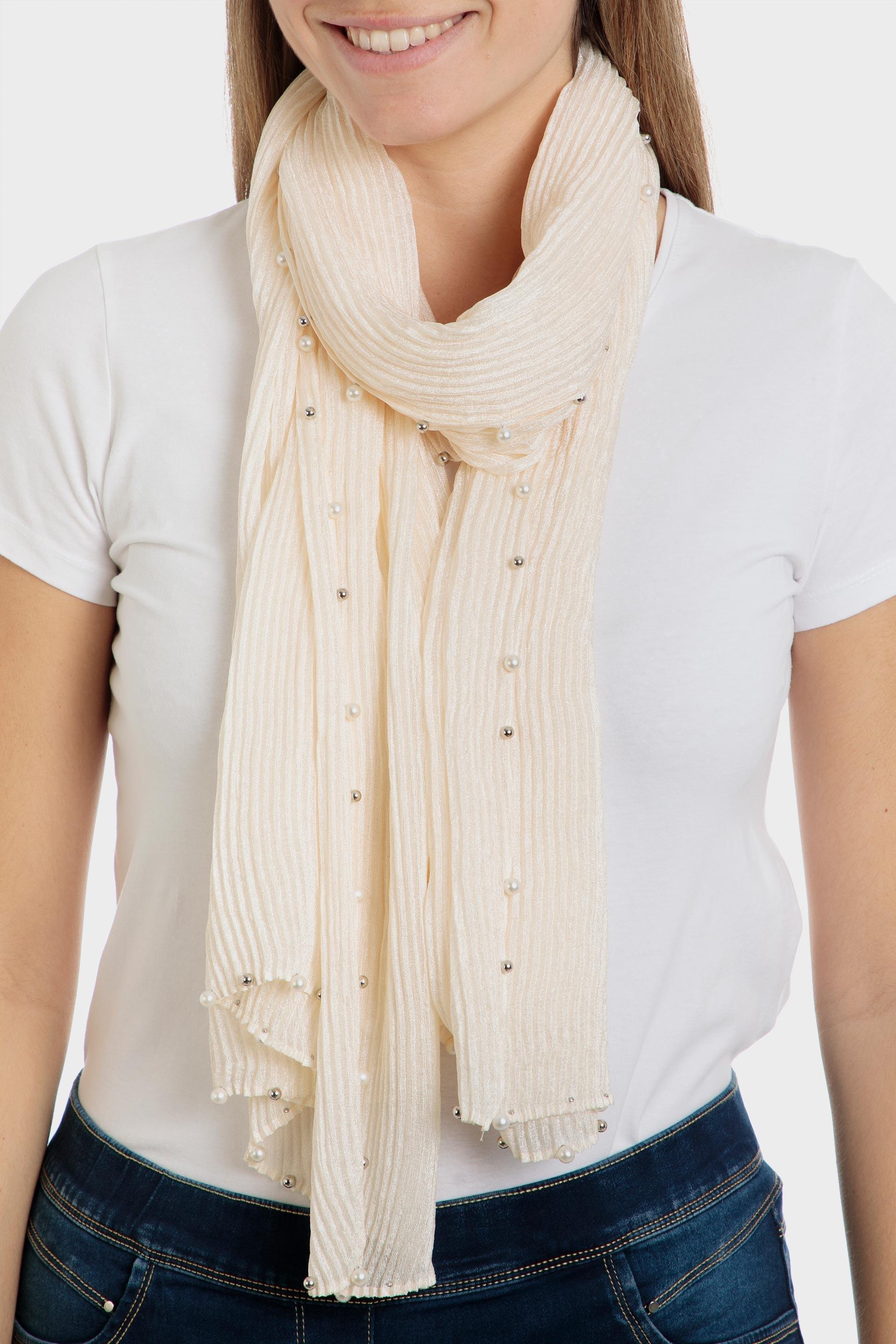 Beige Pearls Pashmina, , large image number 0