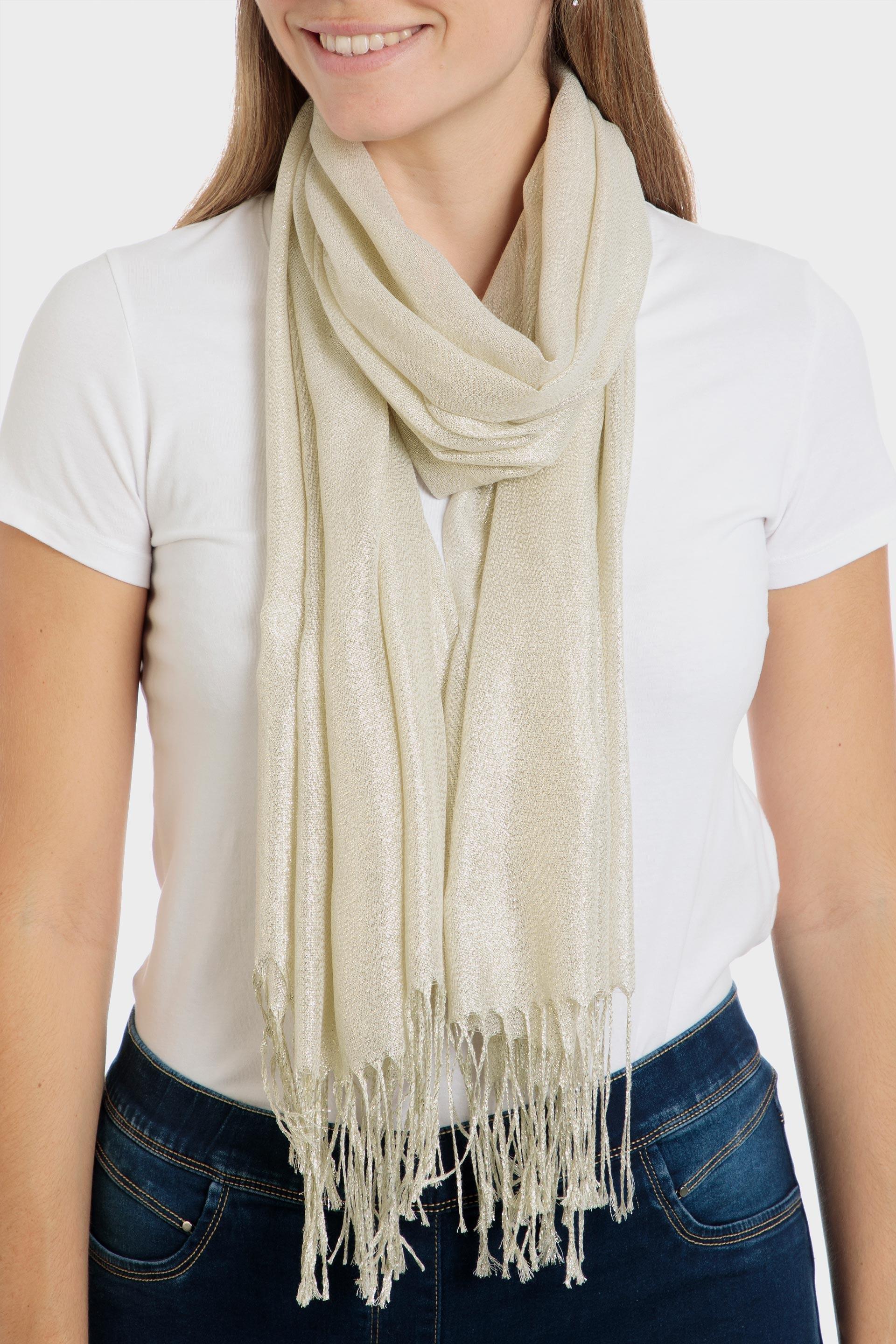 Beige Metallic Scarf, , large image number 0