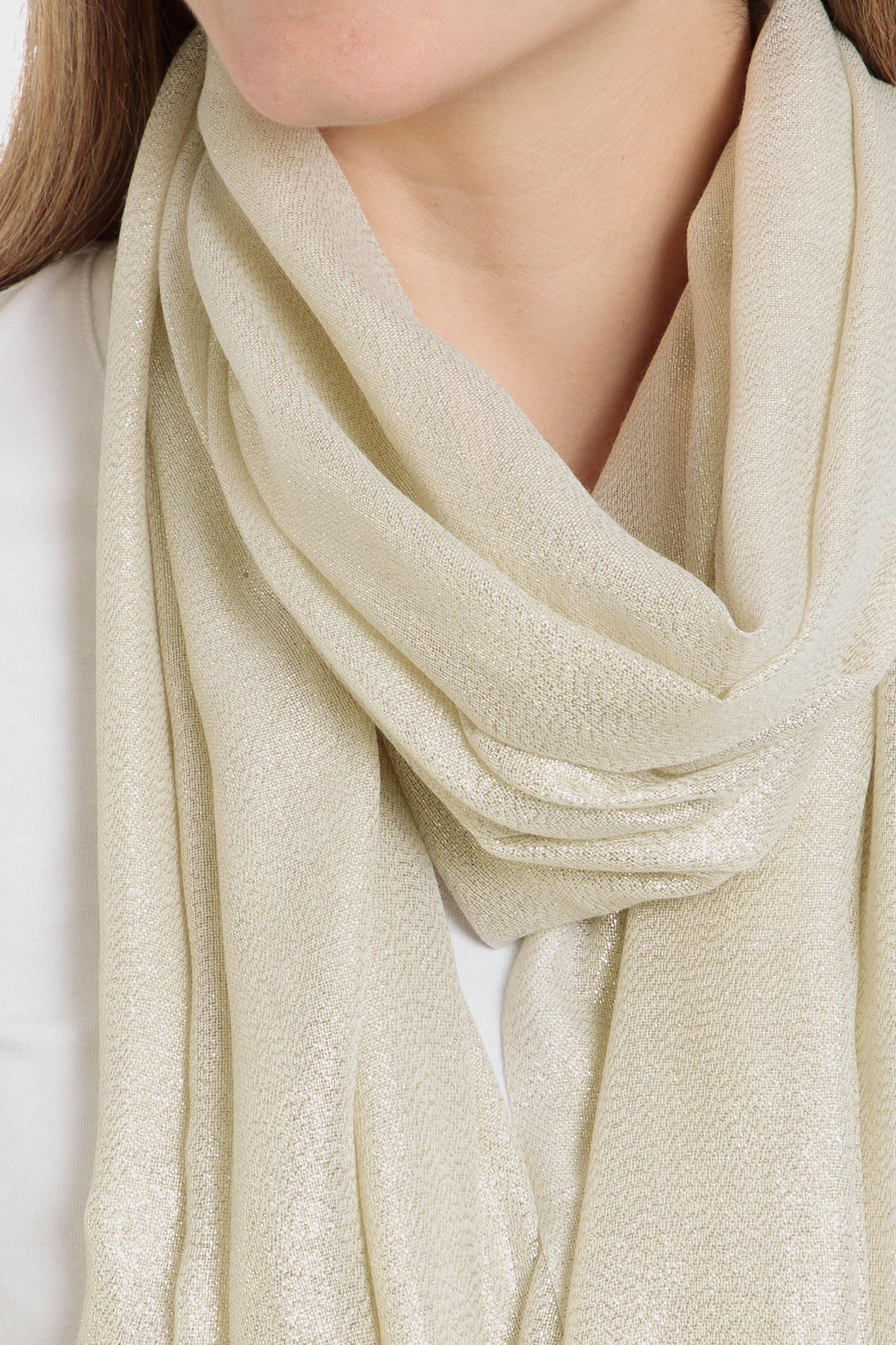 Beige Metallic Scarf, , large image number 1