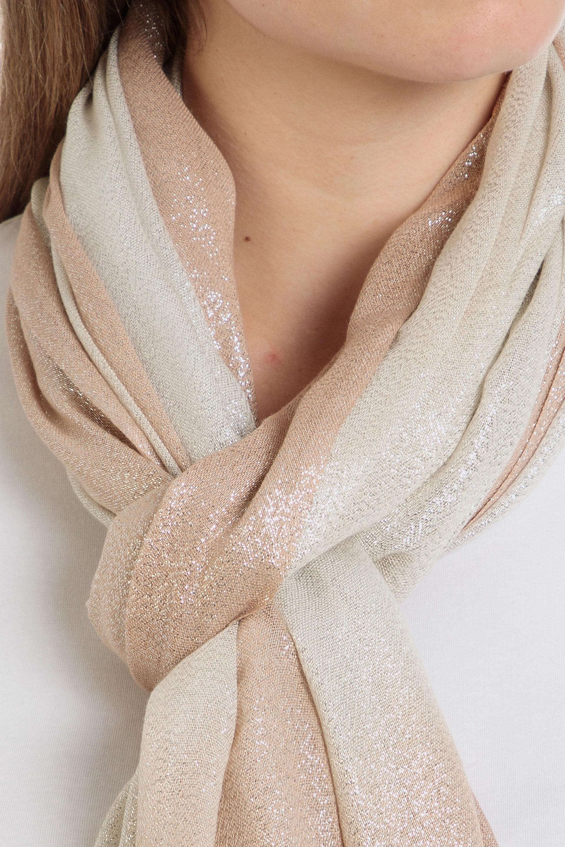 Beige Metallic Pashmina, , large image number 1