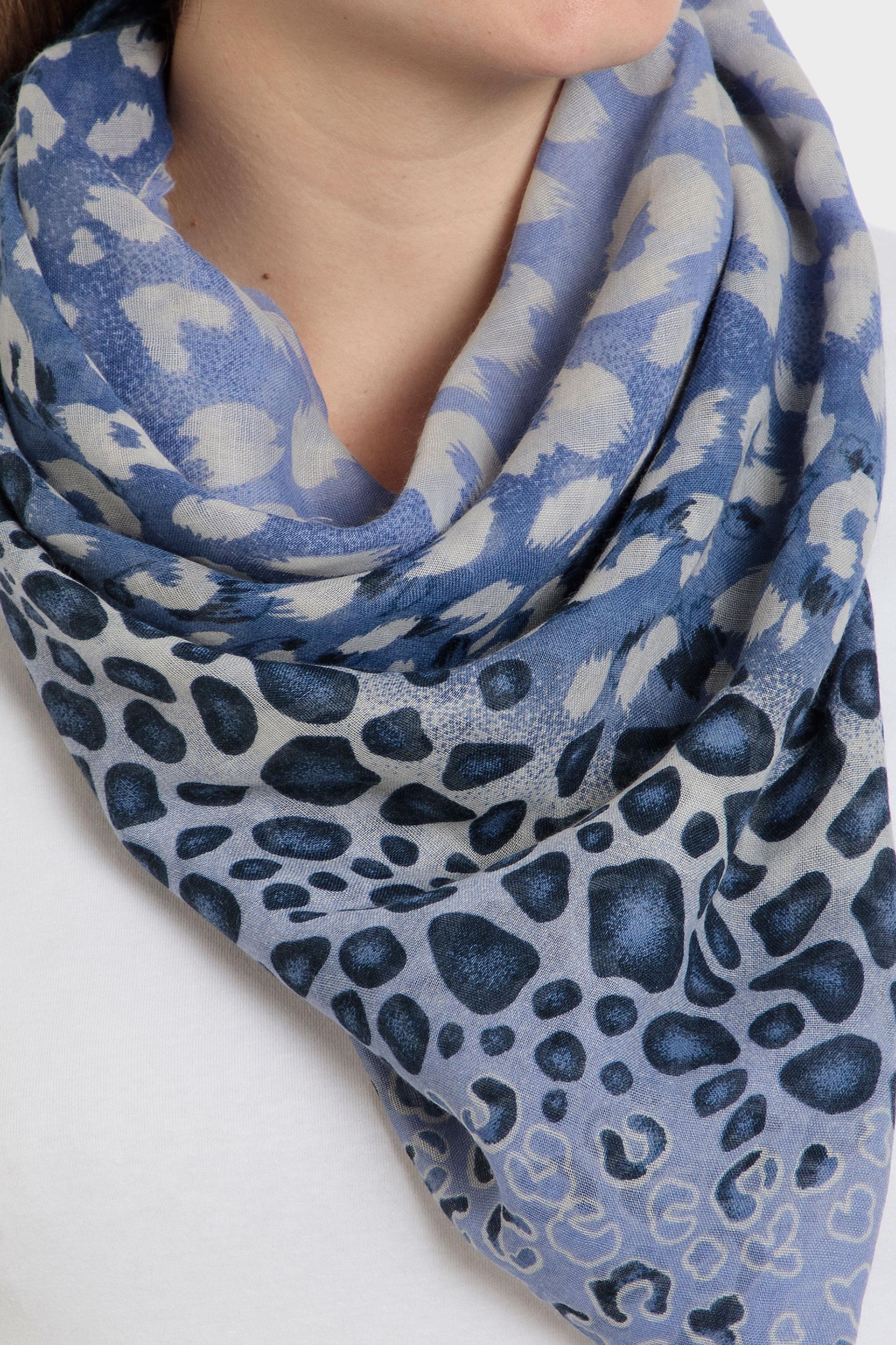 Blue Animal Print Pashmina, Blue, large image number 1