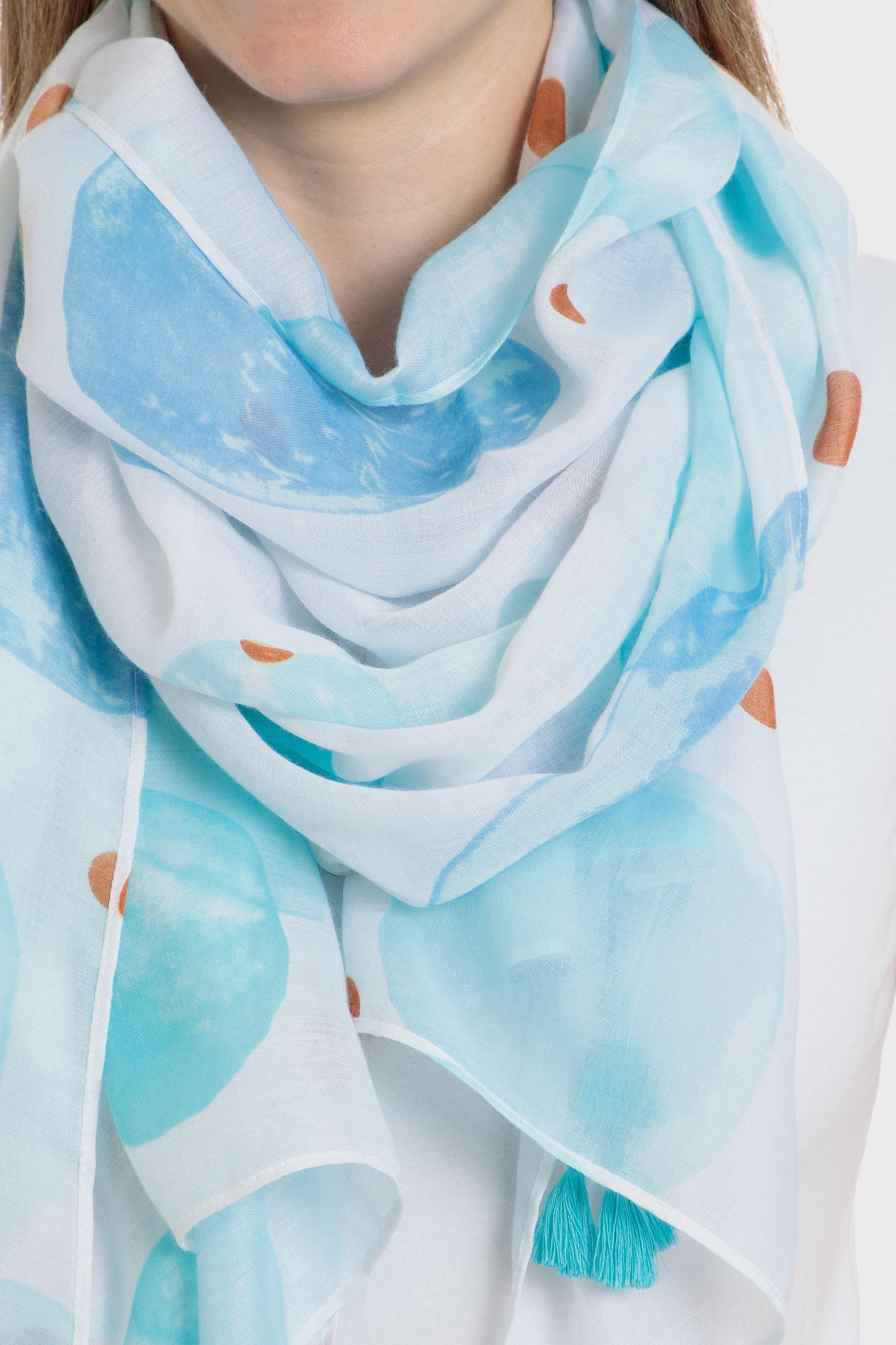 Multixolour Printed Scarf, Blue Aquamarine, large image number 1