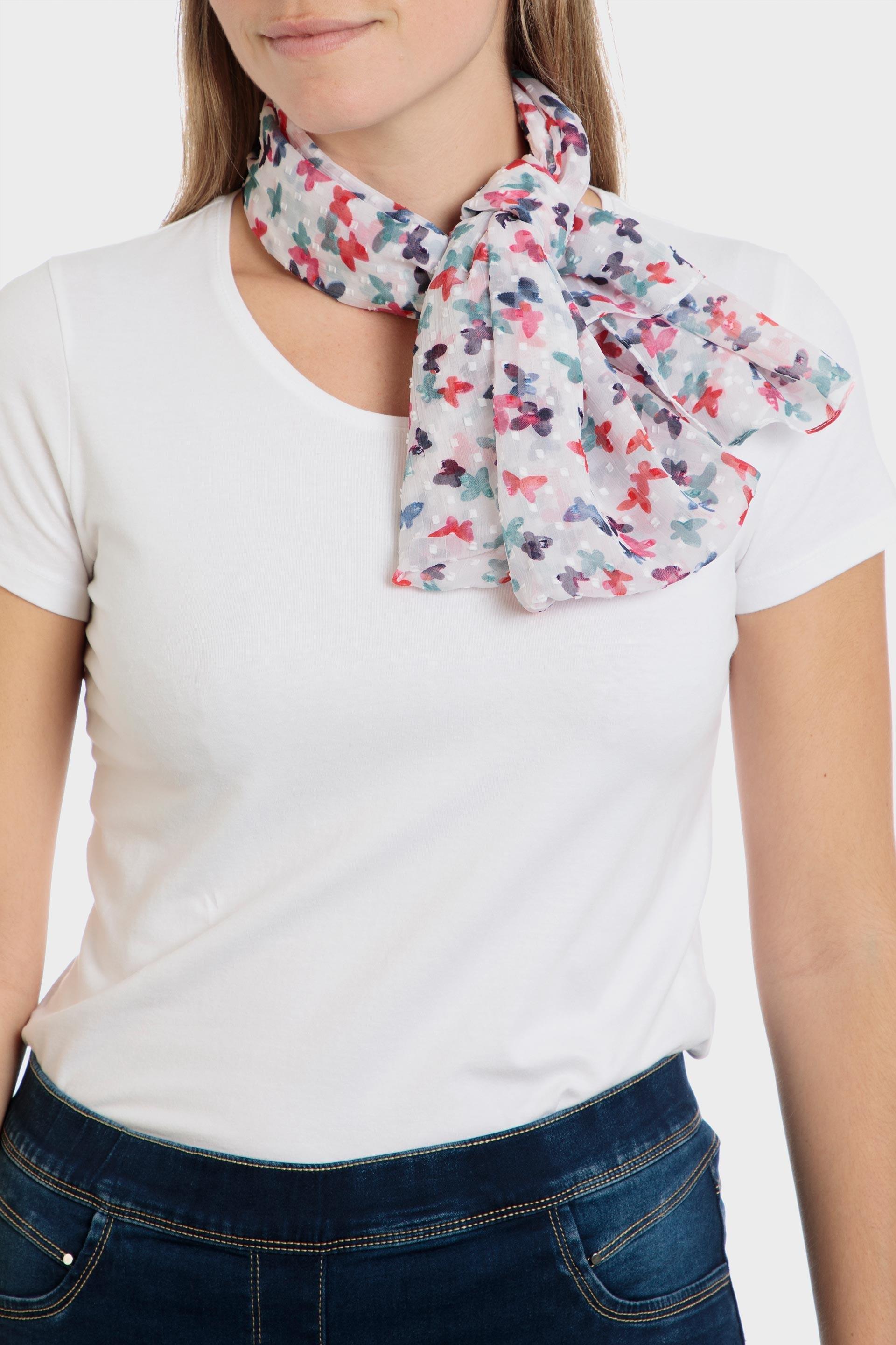 White Printed Foulard, , large image number 0
