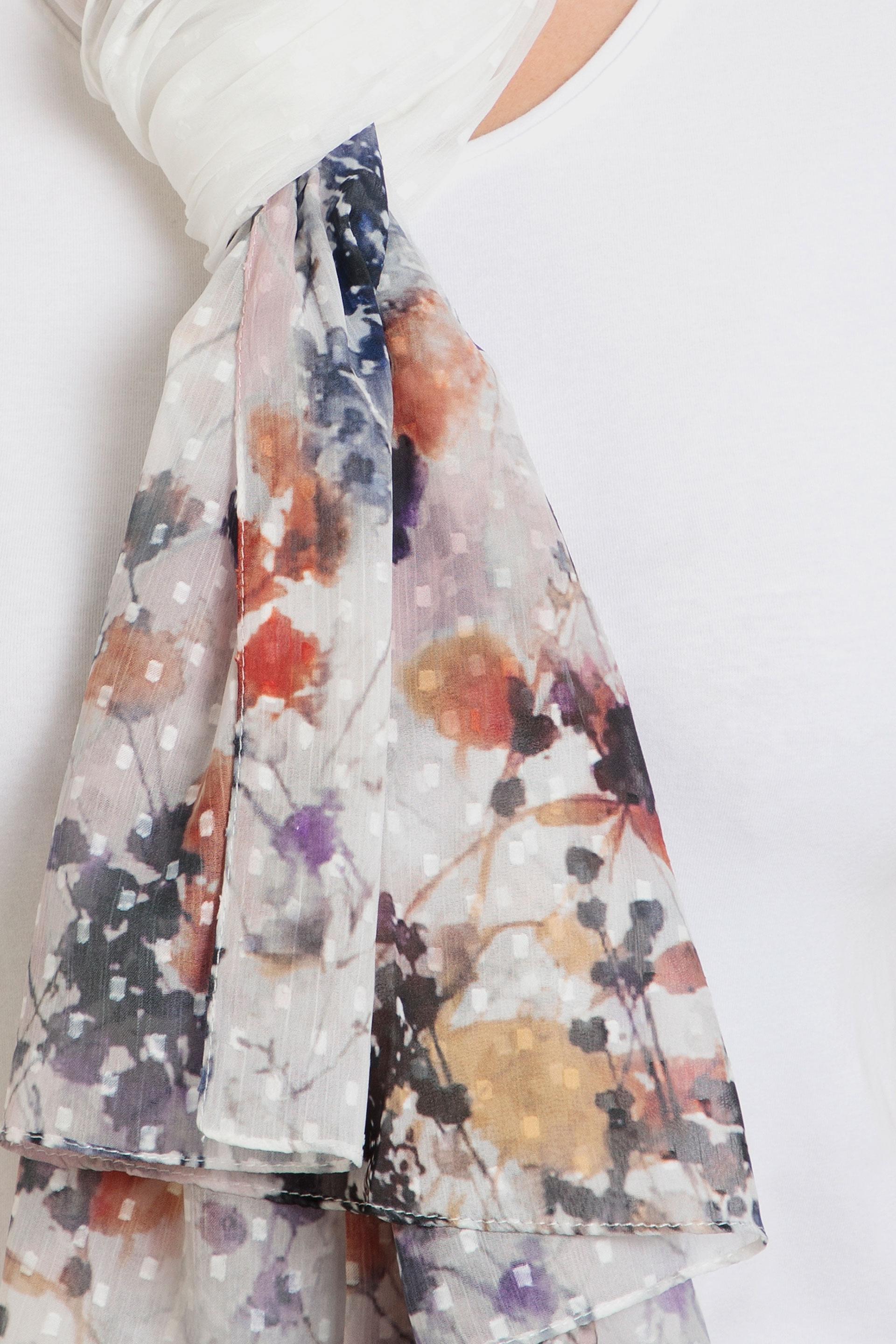Multicolour Plumetti Floral Foulard, White, large image number 1