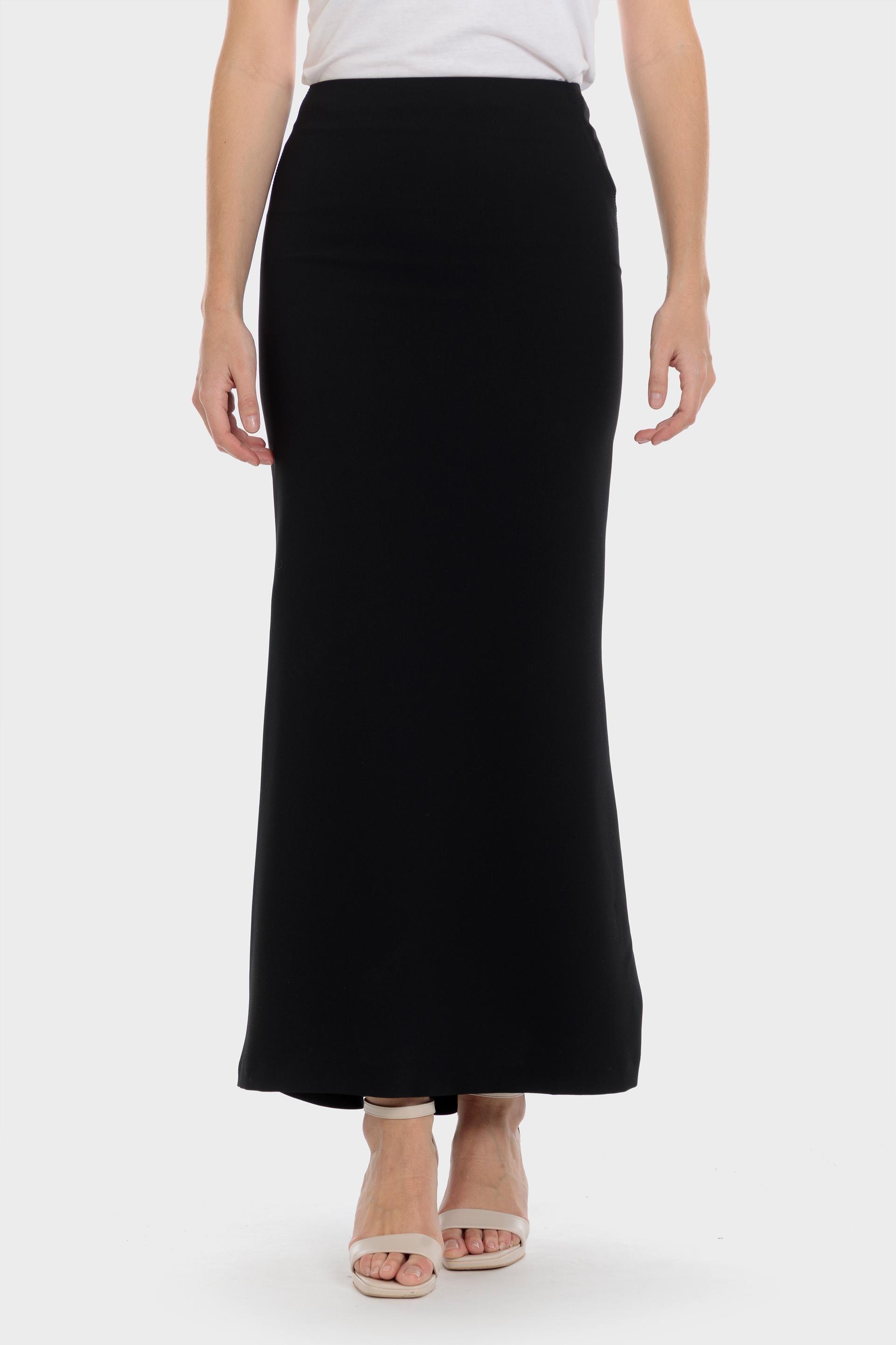 Black Long Crepe Skirt, , large image number 0