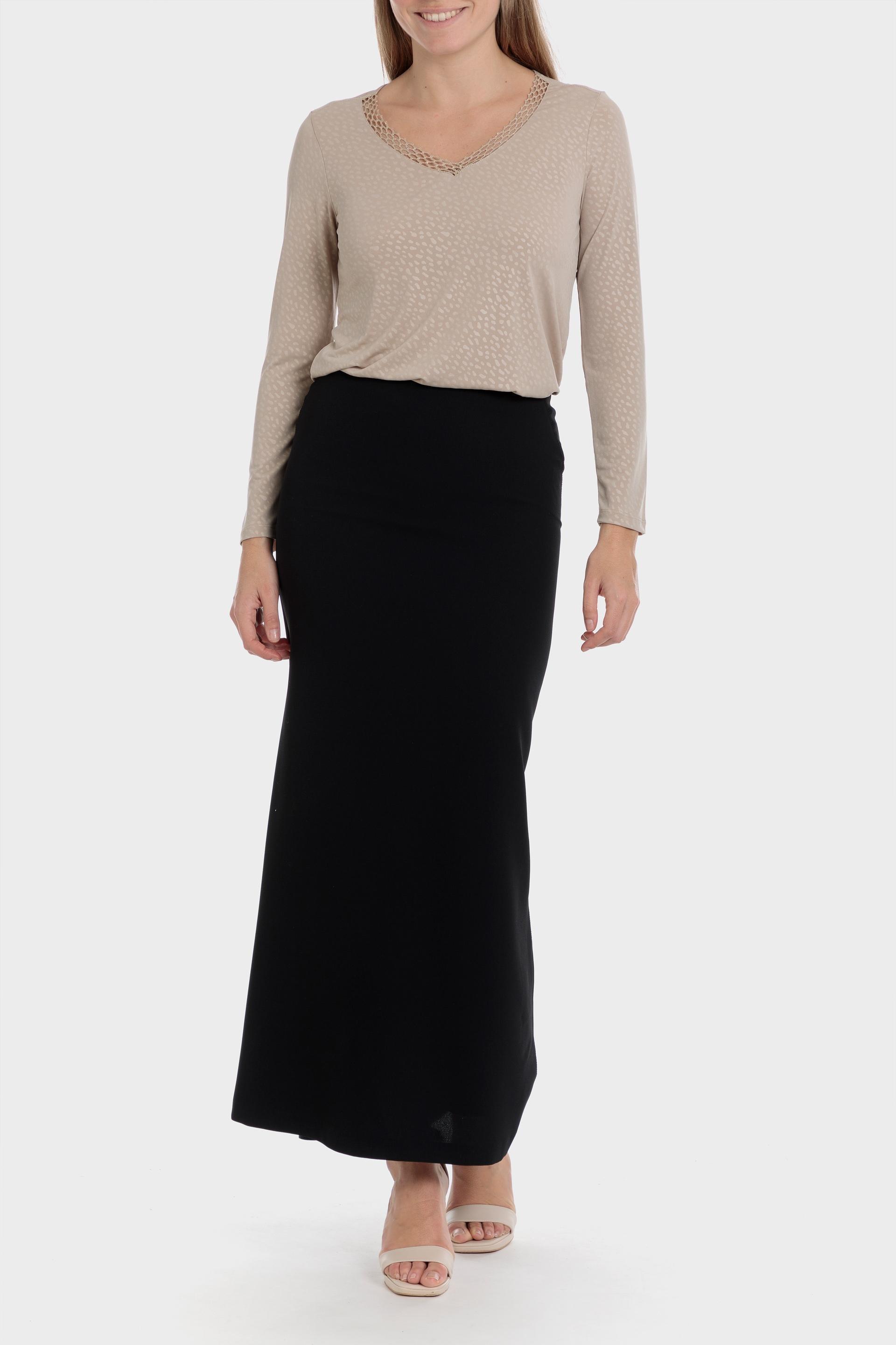 Black Long Crepe Skirt, , large image number 1