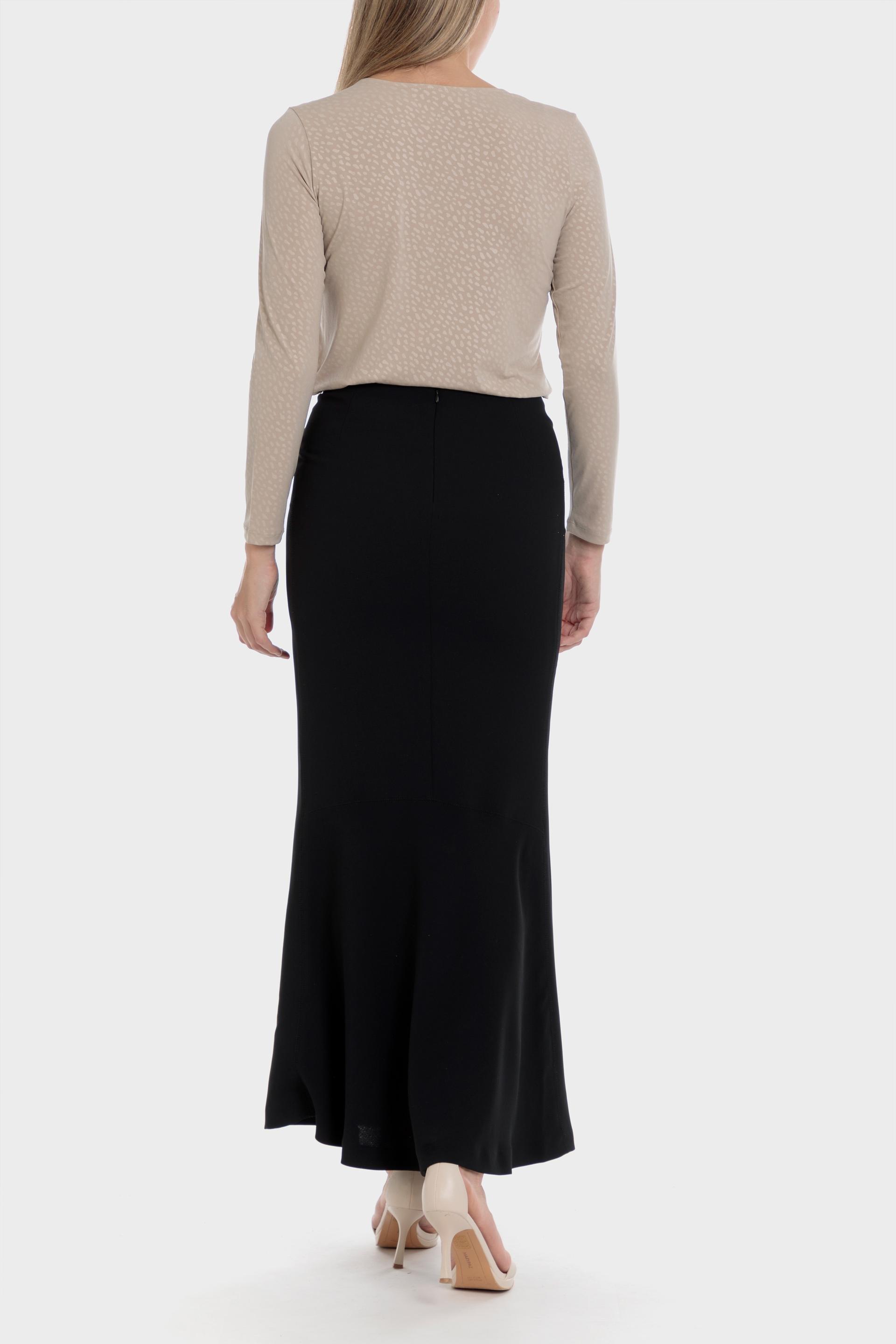 Black Long Crepe Skirt, , large image number 2