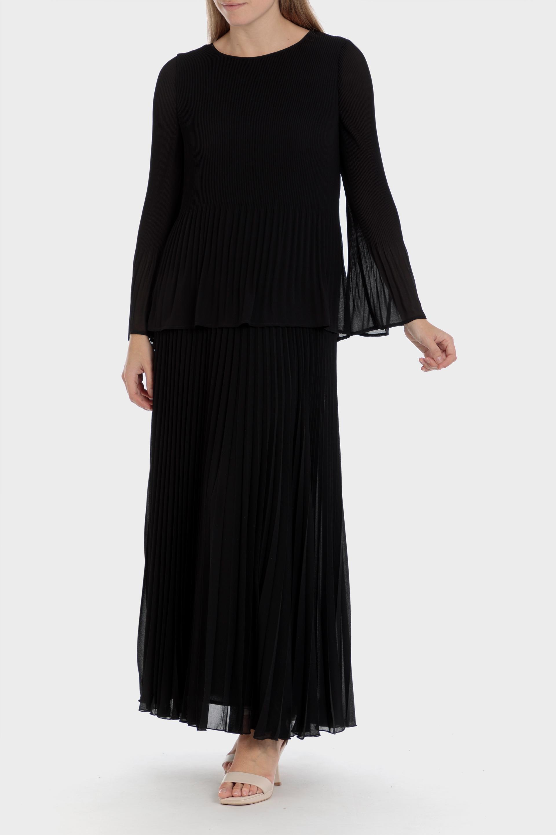 Black Long Pleated Skirt, , large image number 1