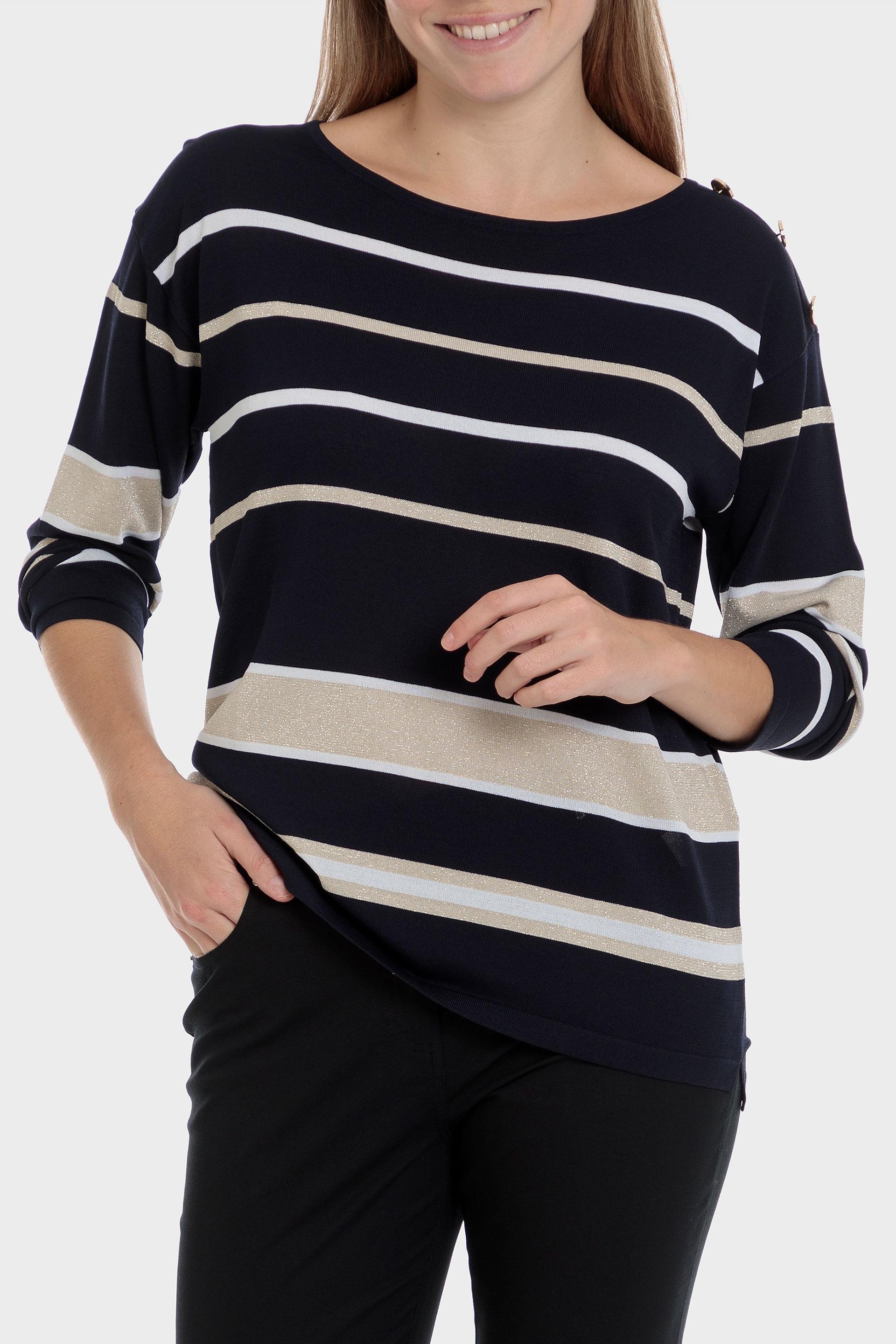 Punt Roma - Multicolour Striped Metallic Thread Sweater
