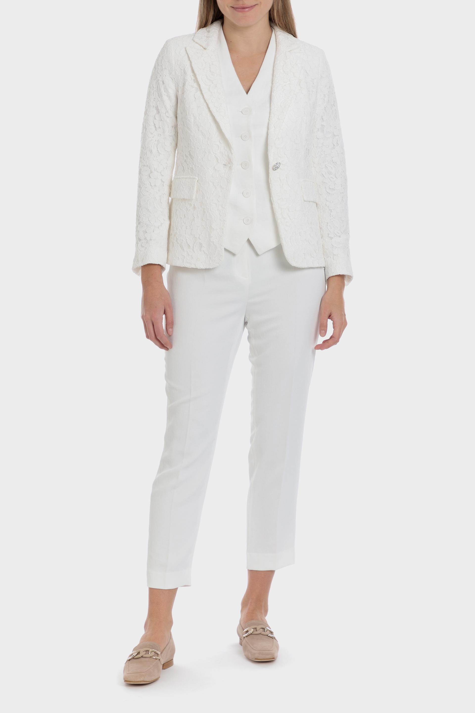 White Japonese Fabric Capri Trousers, , large image number 0