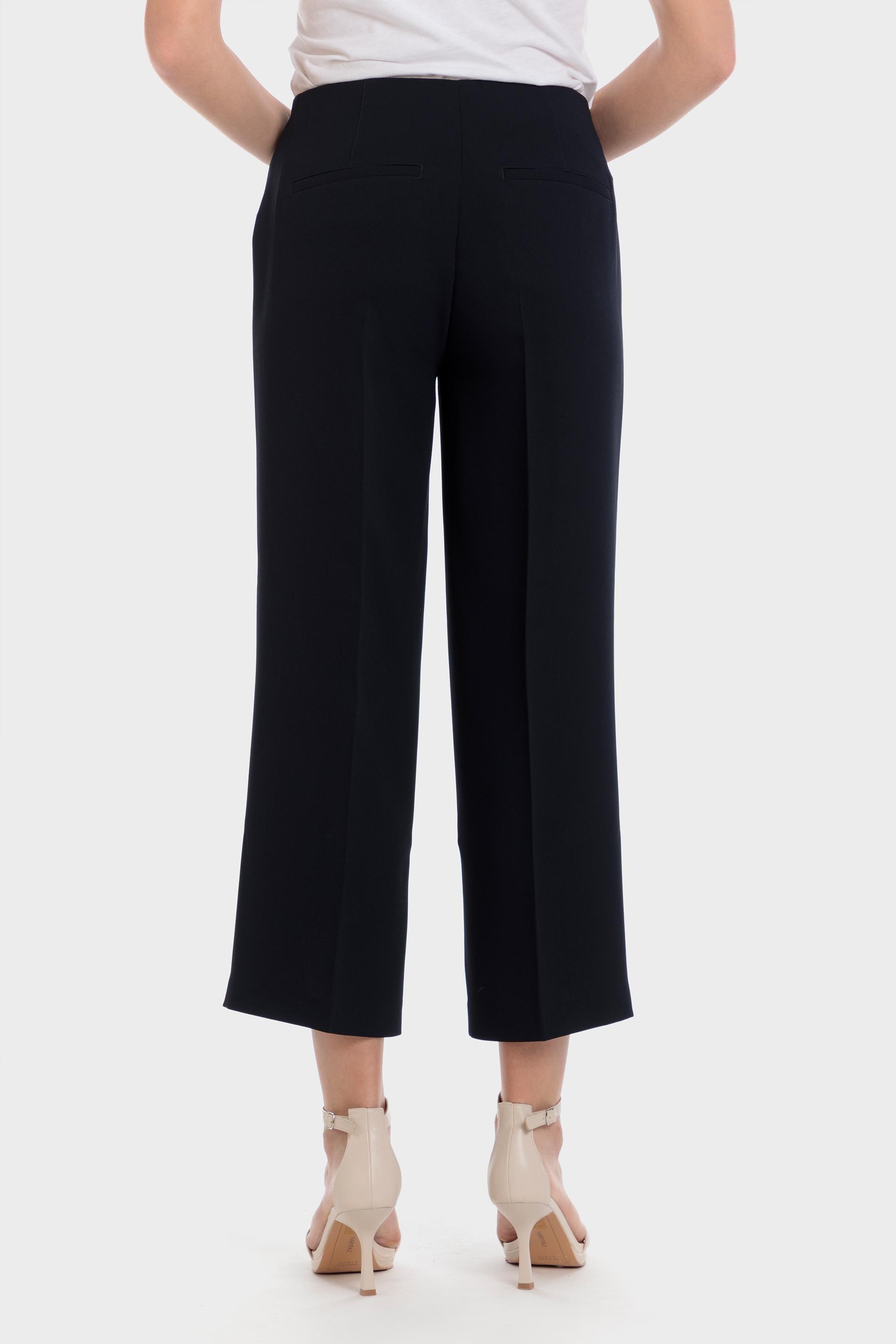 Navy Wide Crepe Trousers, , large image number 1
