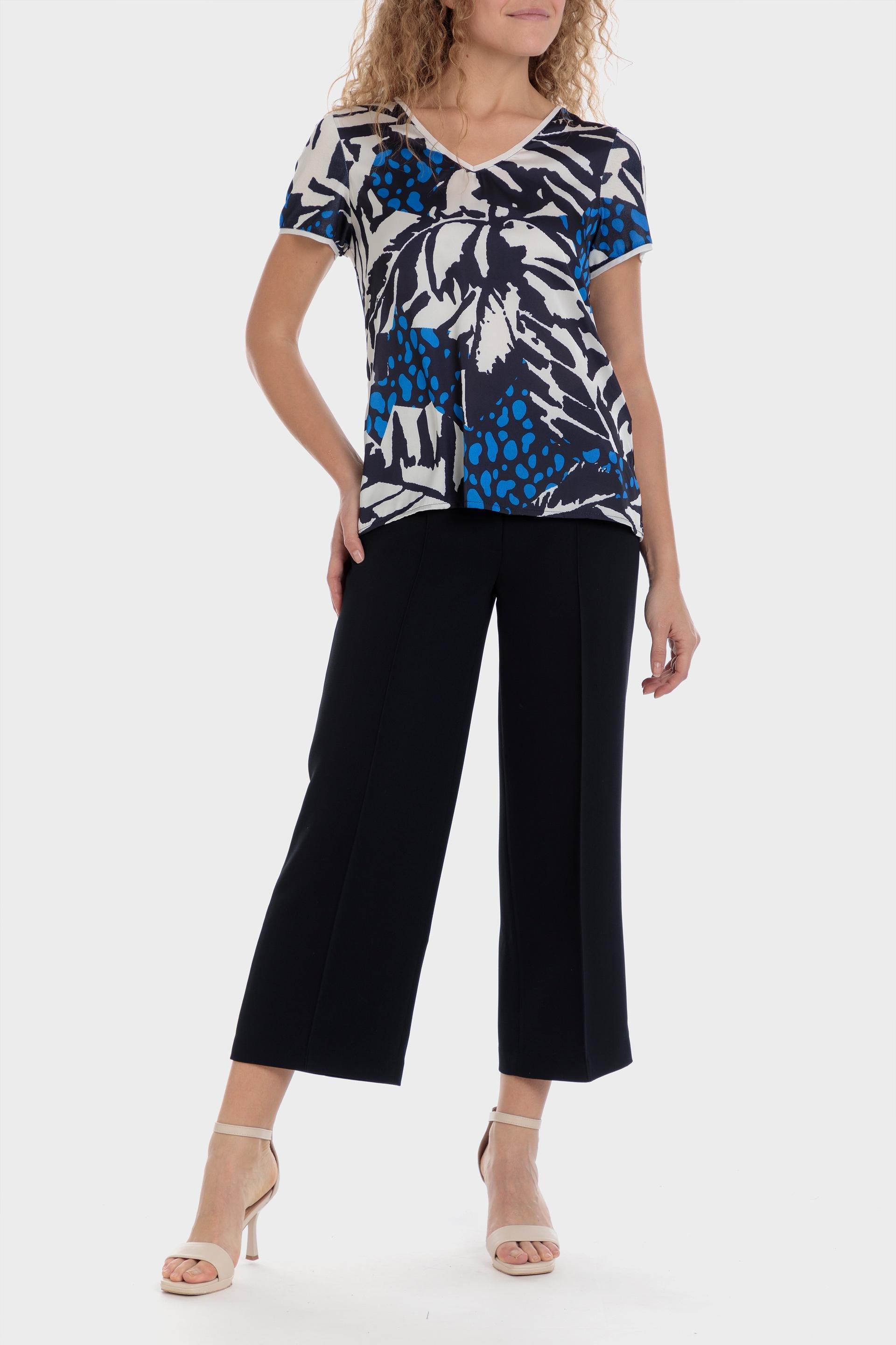 Navy Wide Crepe Trousers, , large image number 2