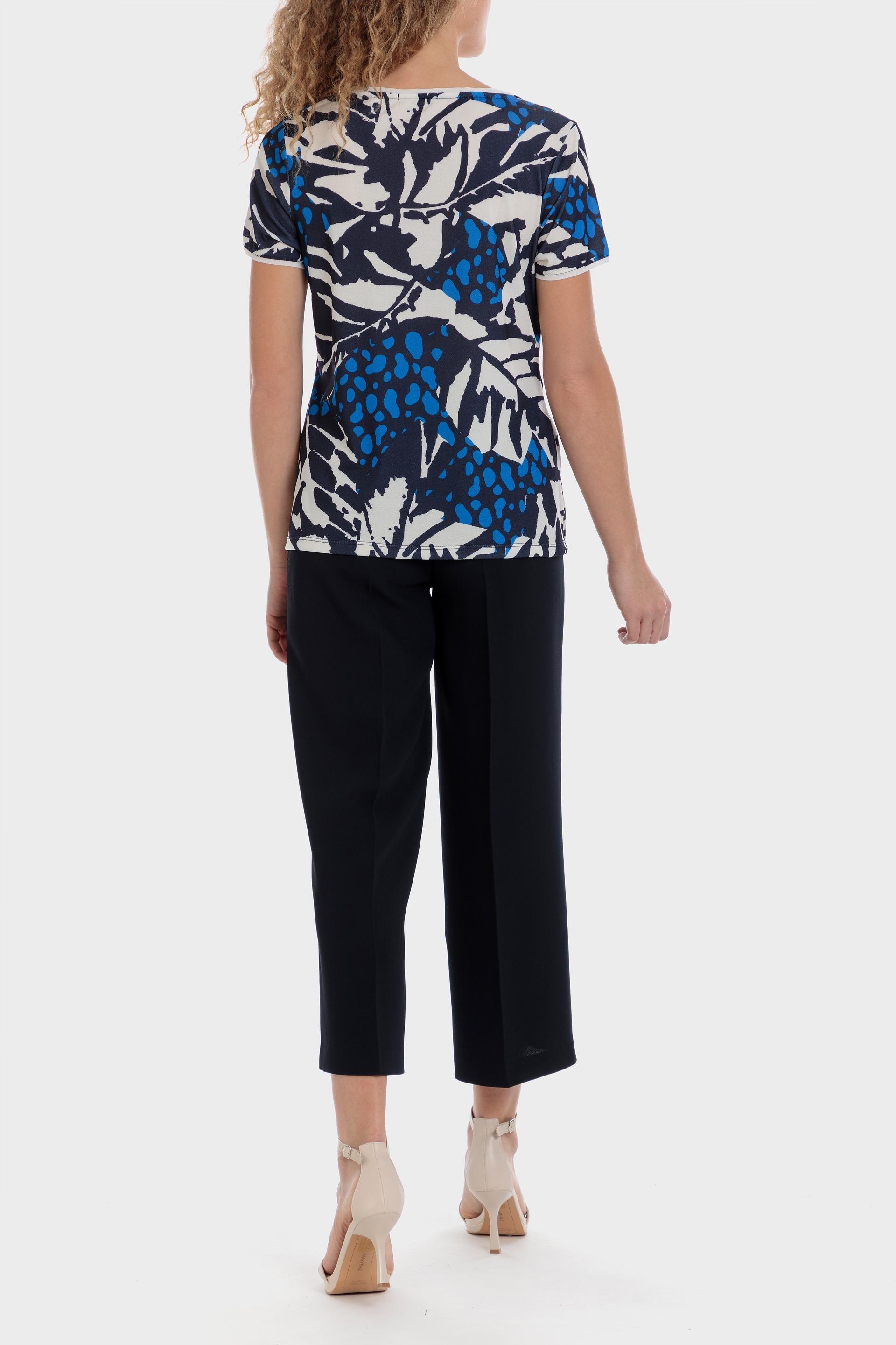 Navy Wide Crepe Trousers, , large image number 3