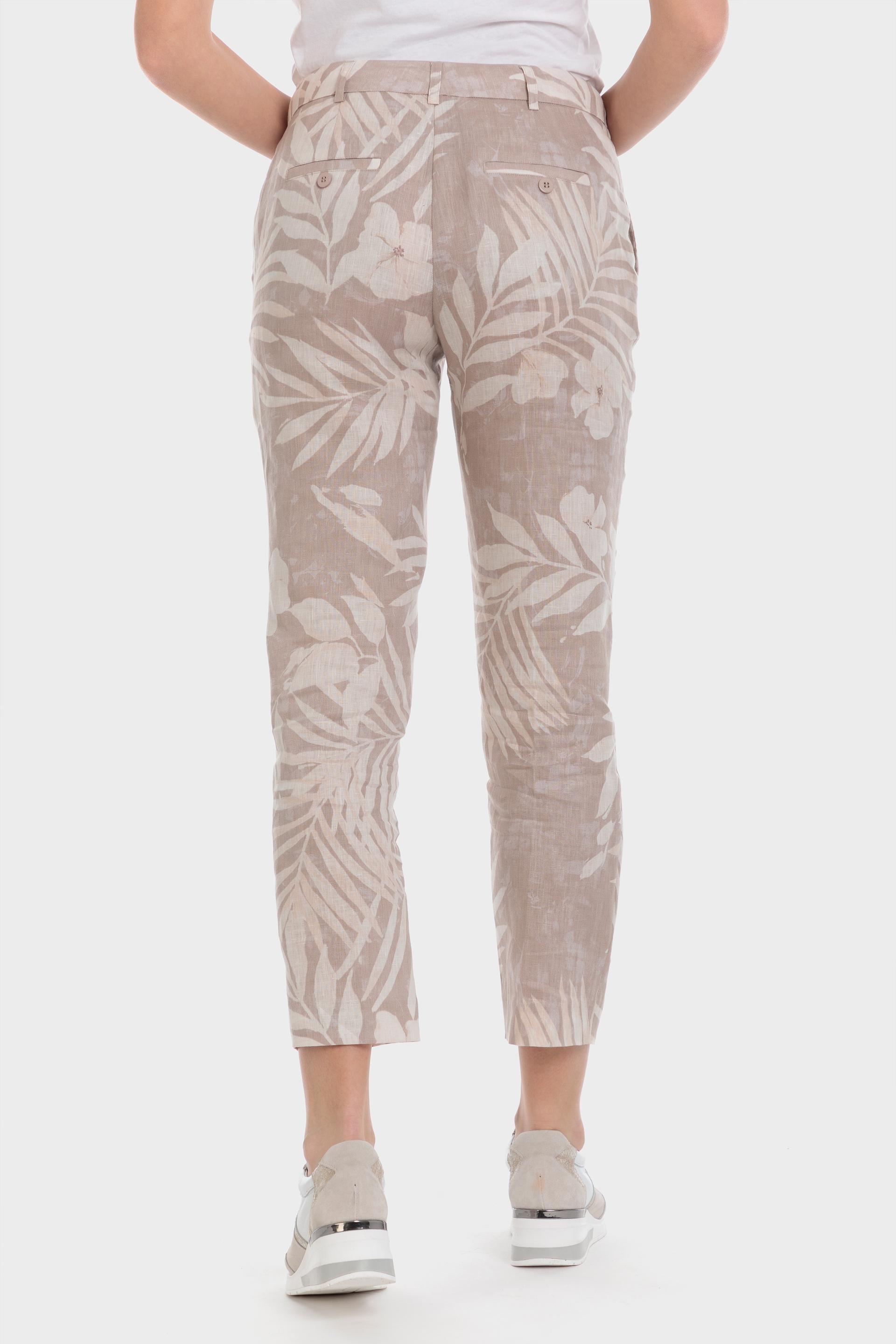 Punt Roma - Grey Printed Linen Trousers