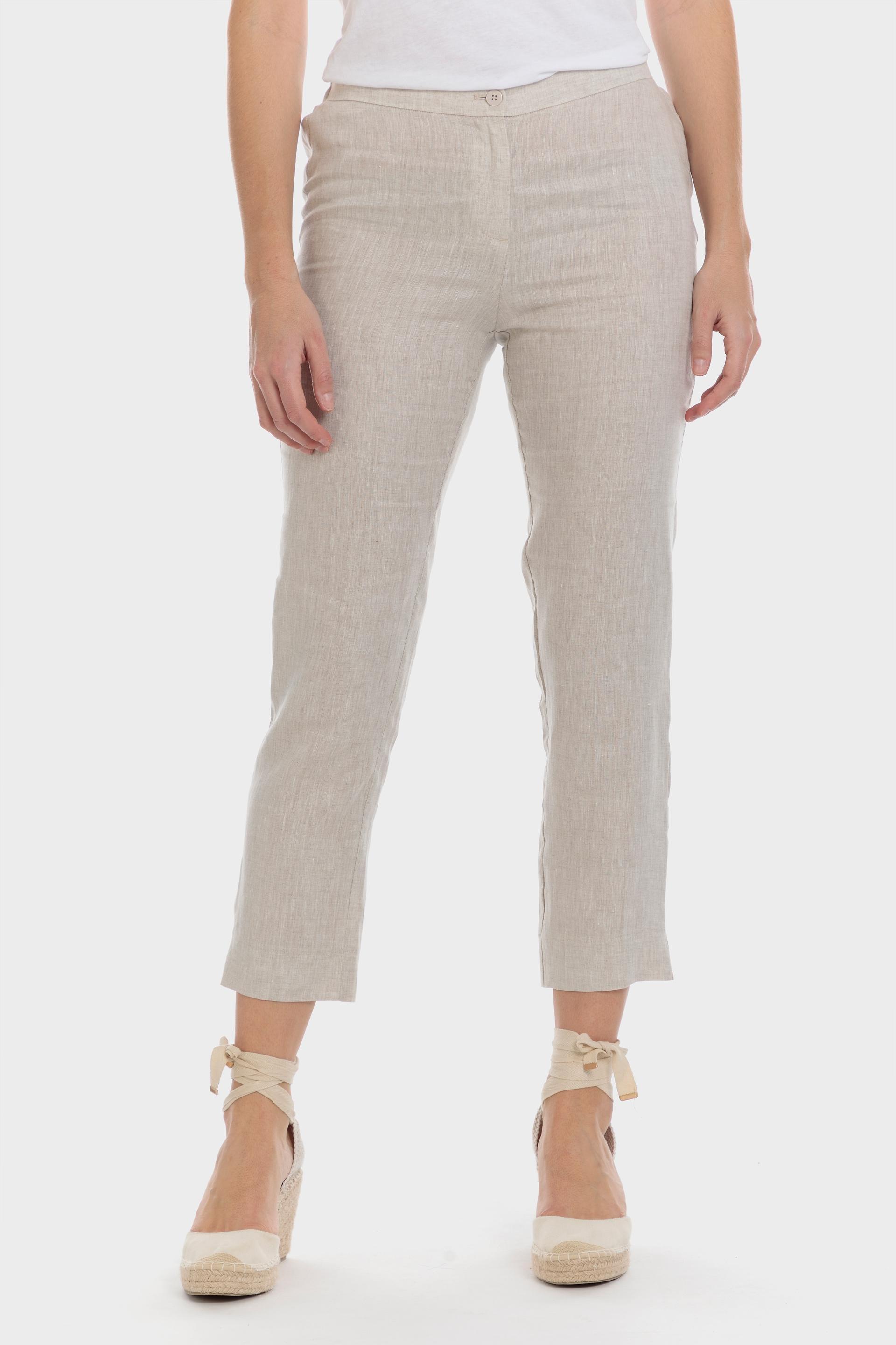 Punt Roma - Beige Zippered Linen Trousers