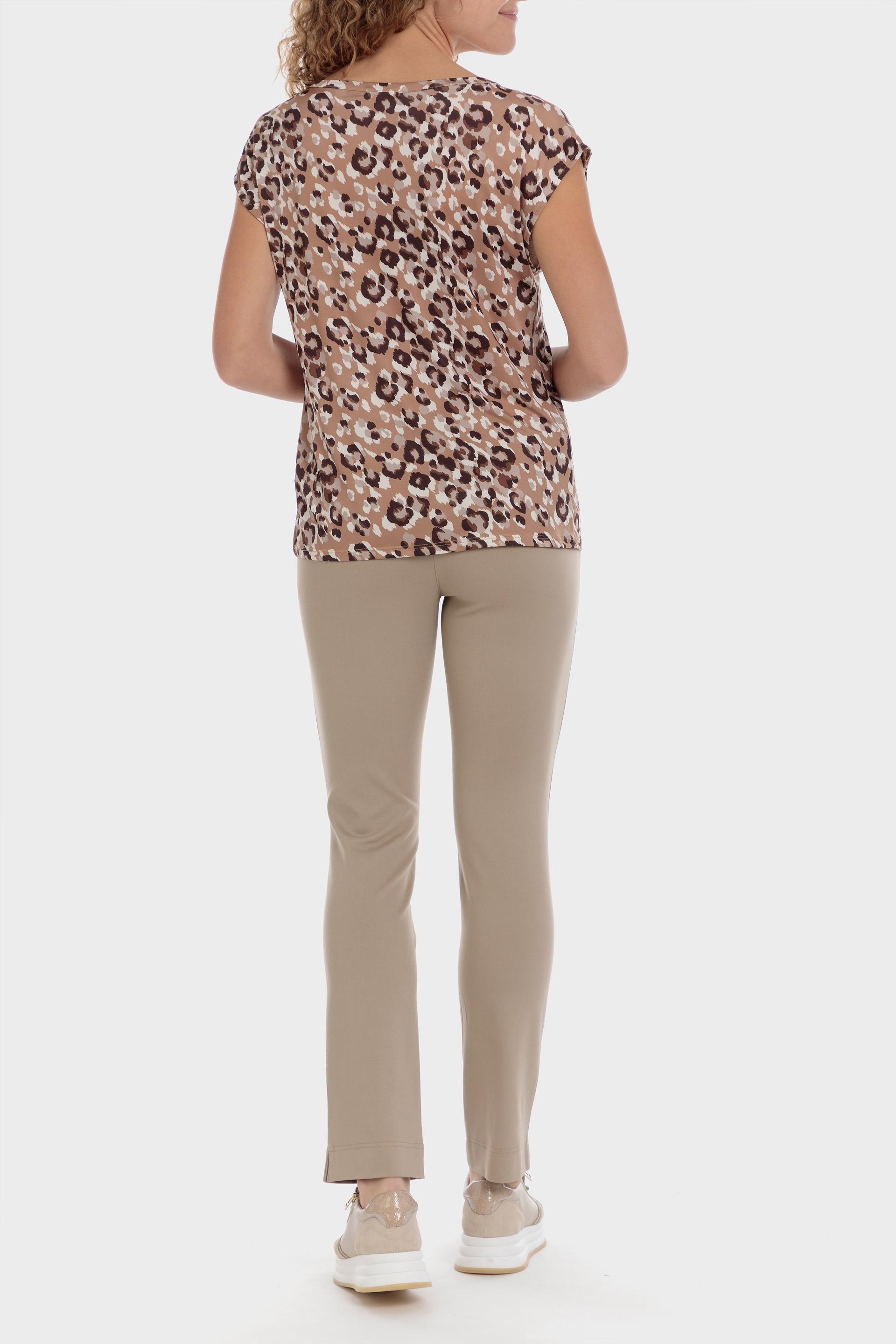 Beige Elastic Waist Trousers, , large image number 1