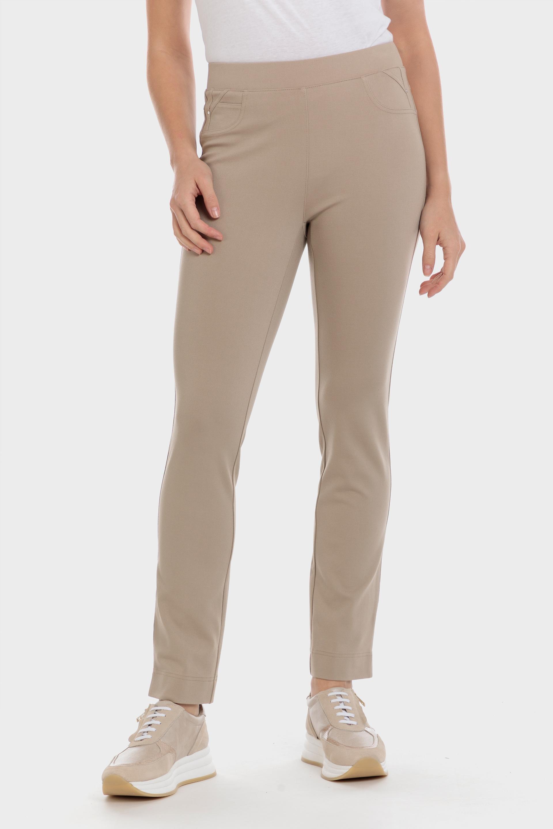 Beige Elastic Waist Trousers, , large image number 2