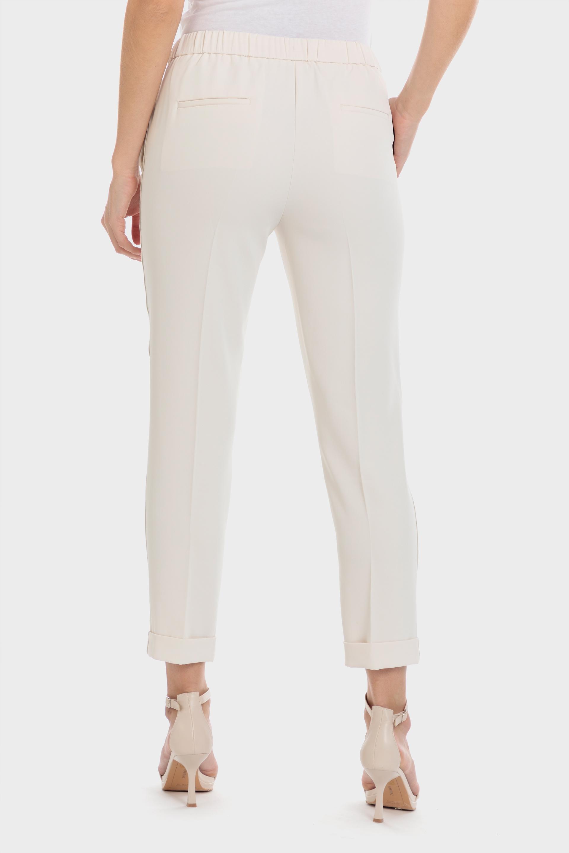Punt Roma - White Long Crepe Trousers